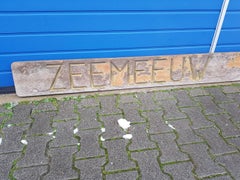 Vintage Dutch Teak Ship's Plate Called "Zeemeeuw Meppel" 2nd Half 20th Century