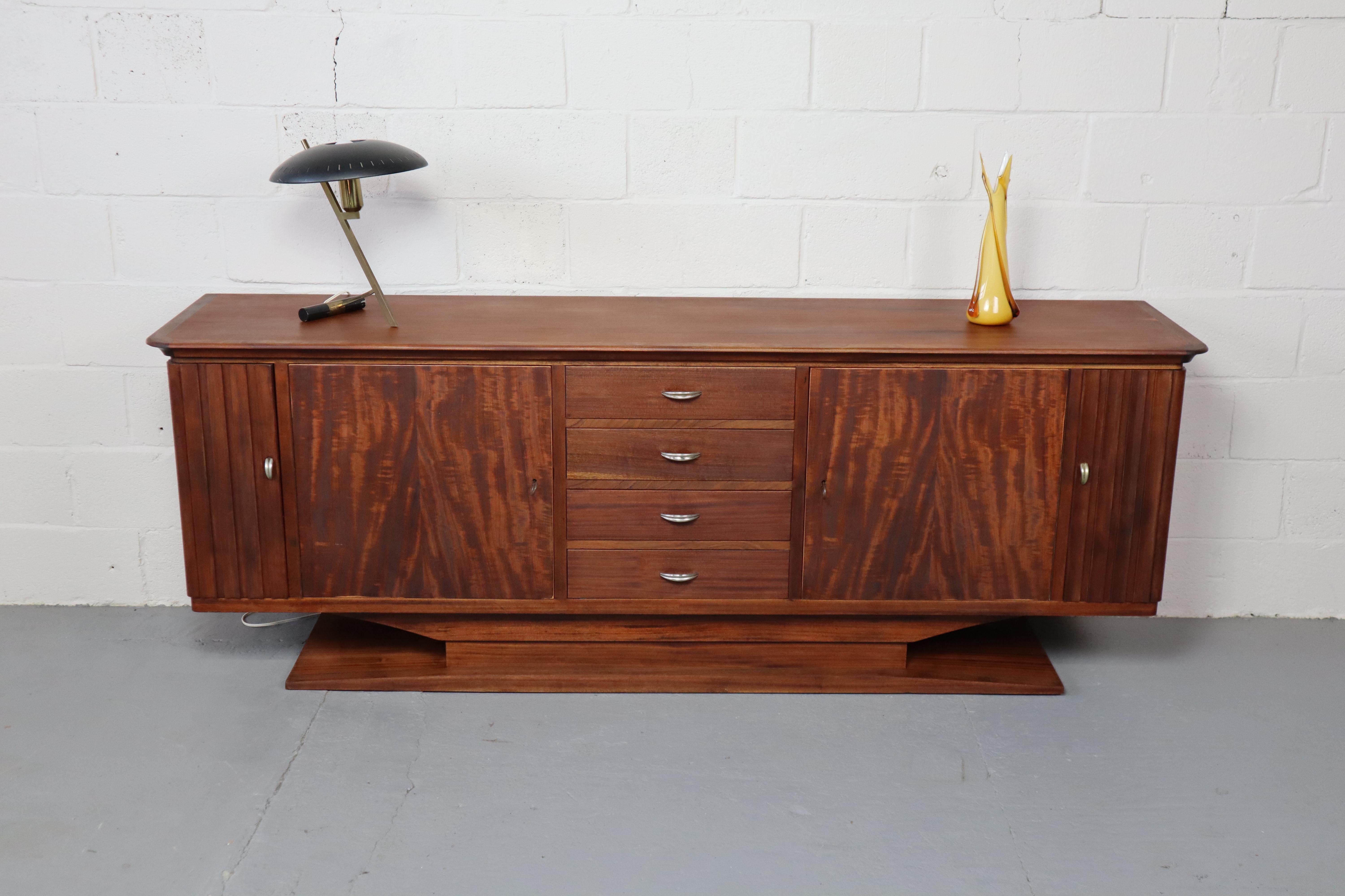Vintage Dutch teak sideboard with both Mid-century and Art-deco features.