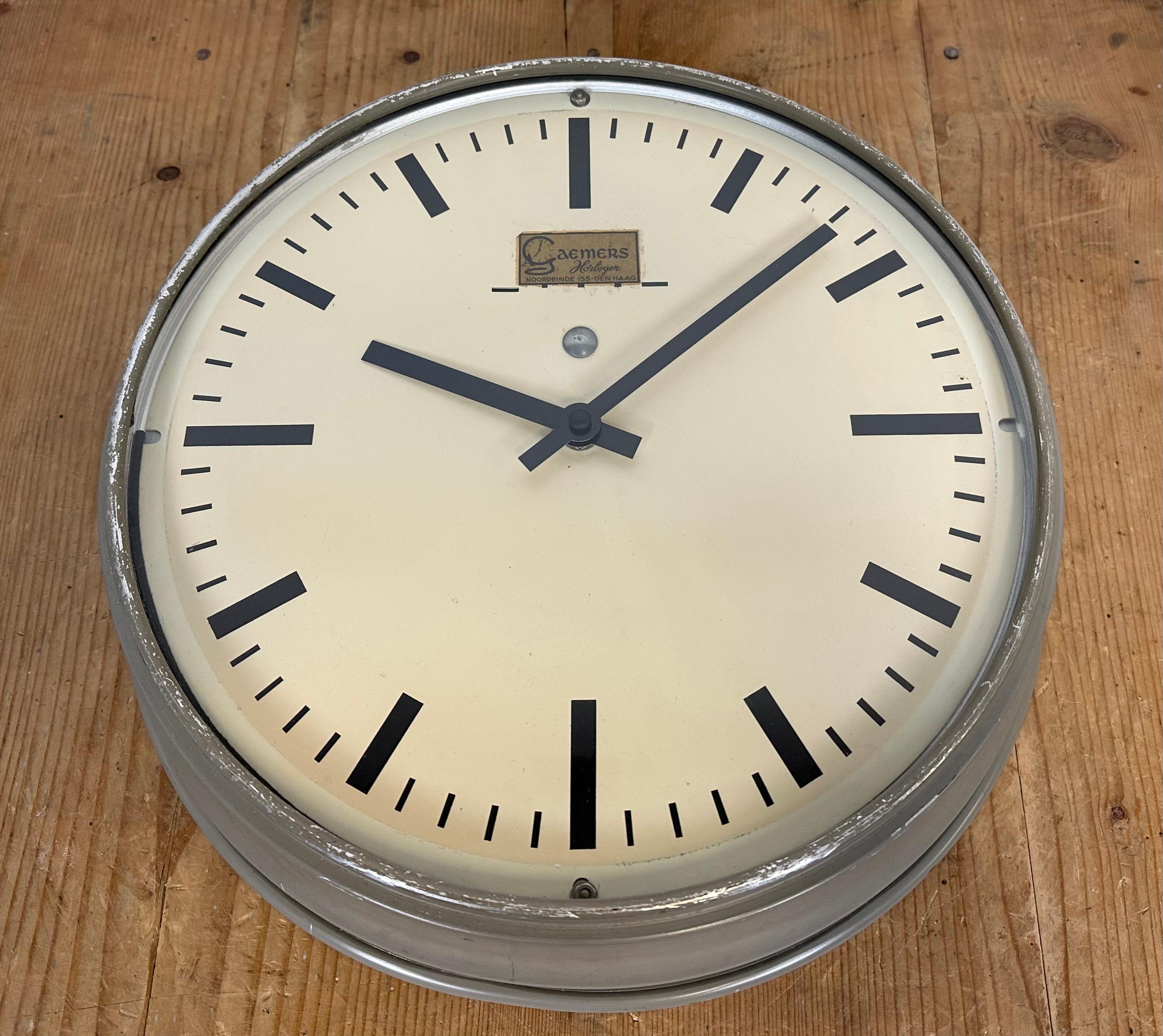 Metal Vintage Dutch Wall Clock from Gaemers Horloger,  1950s For Sale