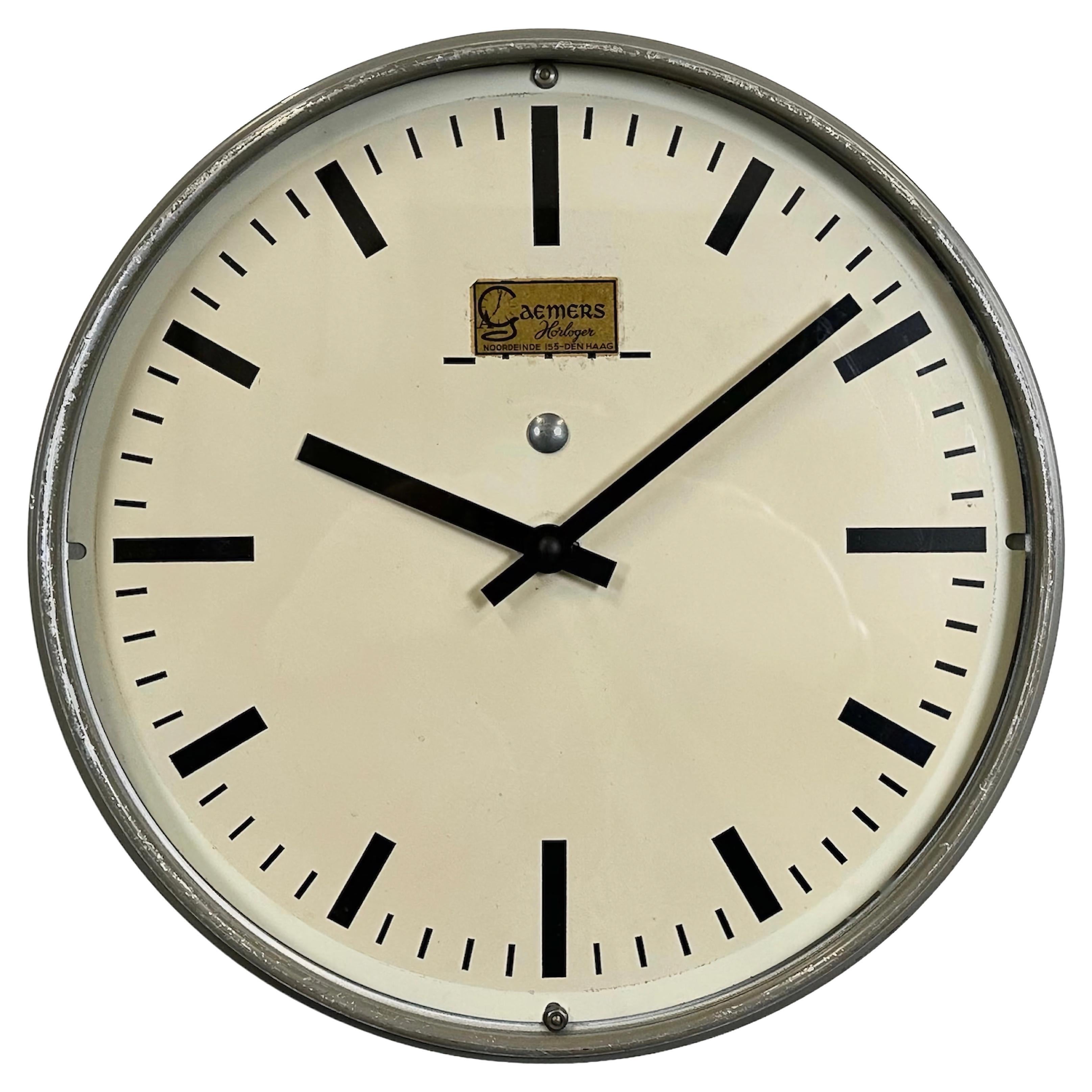 Vintage Dutch Wall Clock from Gaemers Horloger,  1950s For Sale