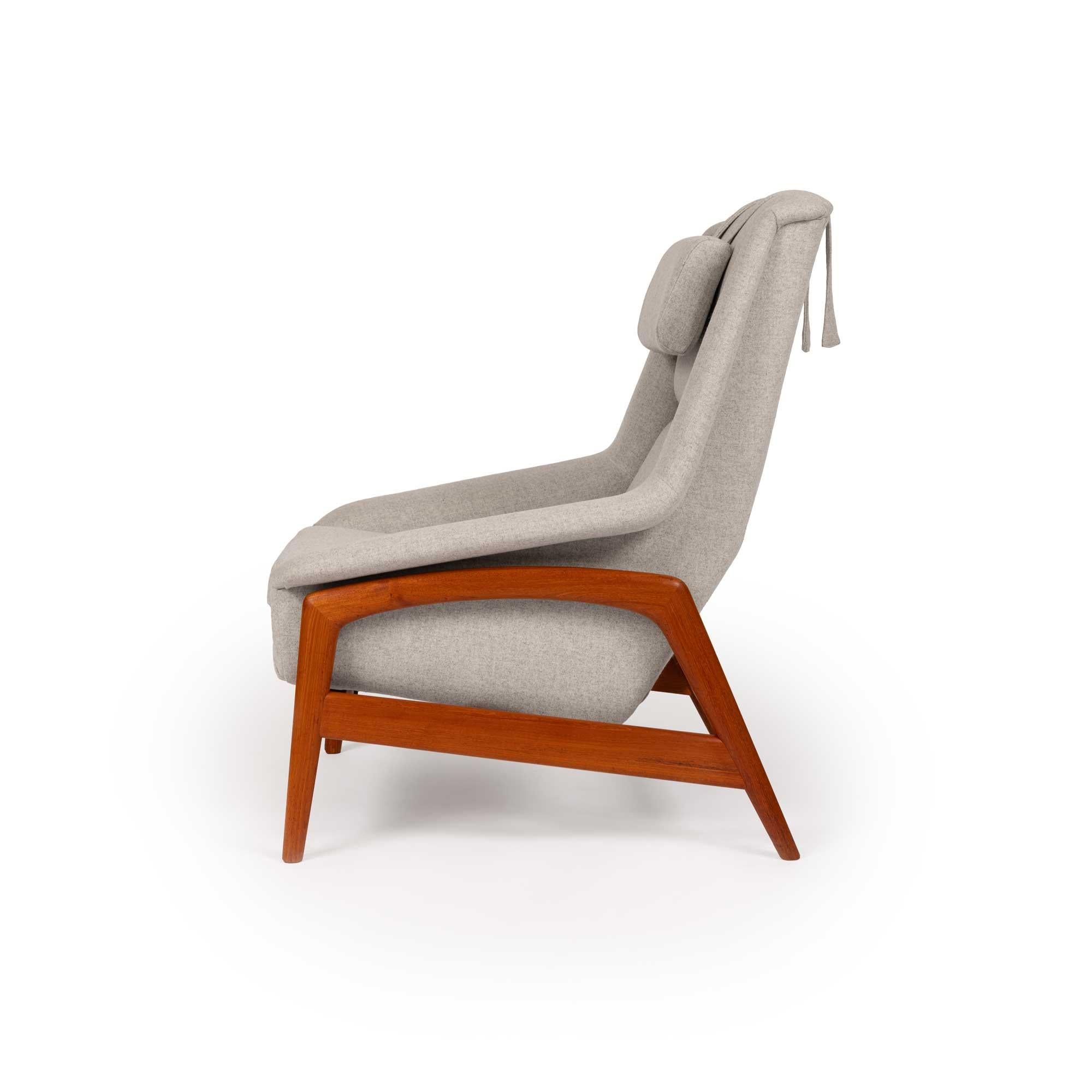 Danese Dux Lounge Chair vintage di Folke Ohlsson in lana grigio melange in vendita