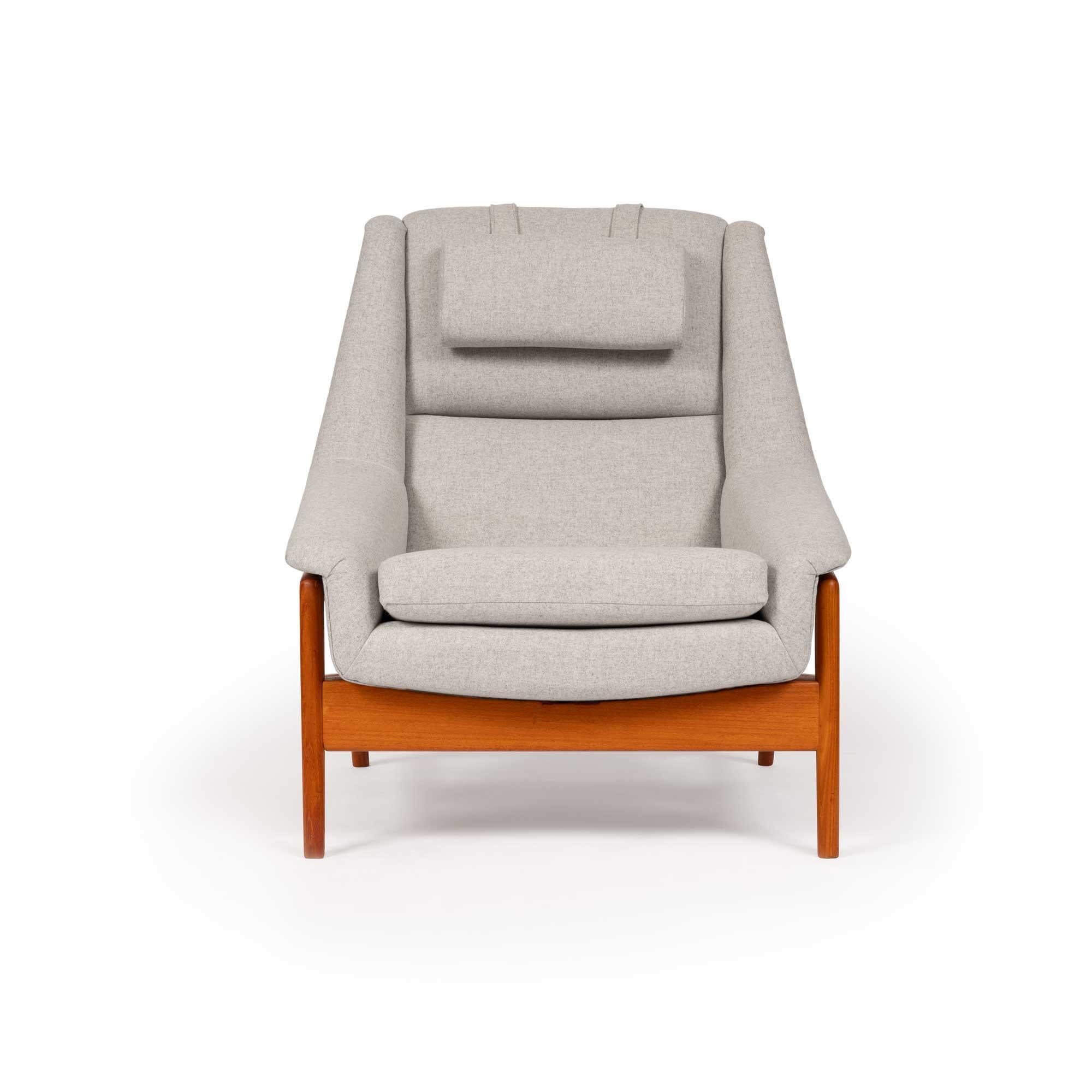 Dux Lounge Chair vintage di Folke Ohlsson in lana grigio melange In condizioni buone in vendita a Emeryville, CA