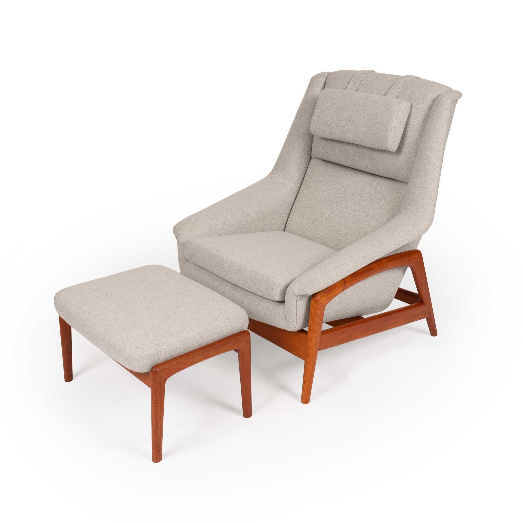 Dux Lounge Chair vintage di Folke Ohlsson in lana grigio melange in vendita 1