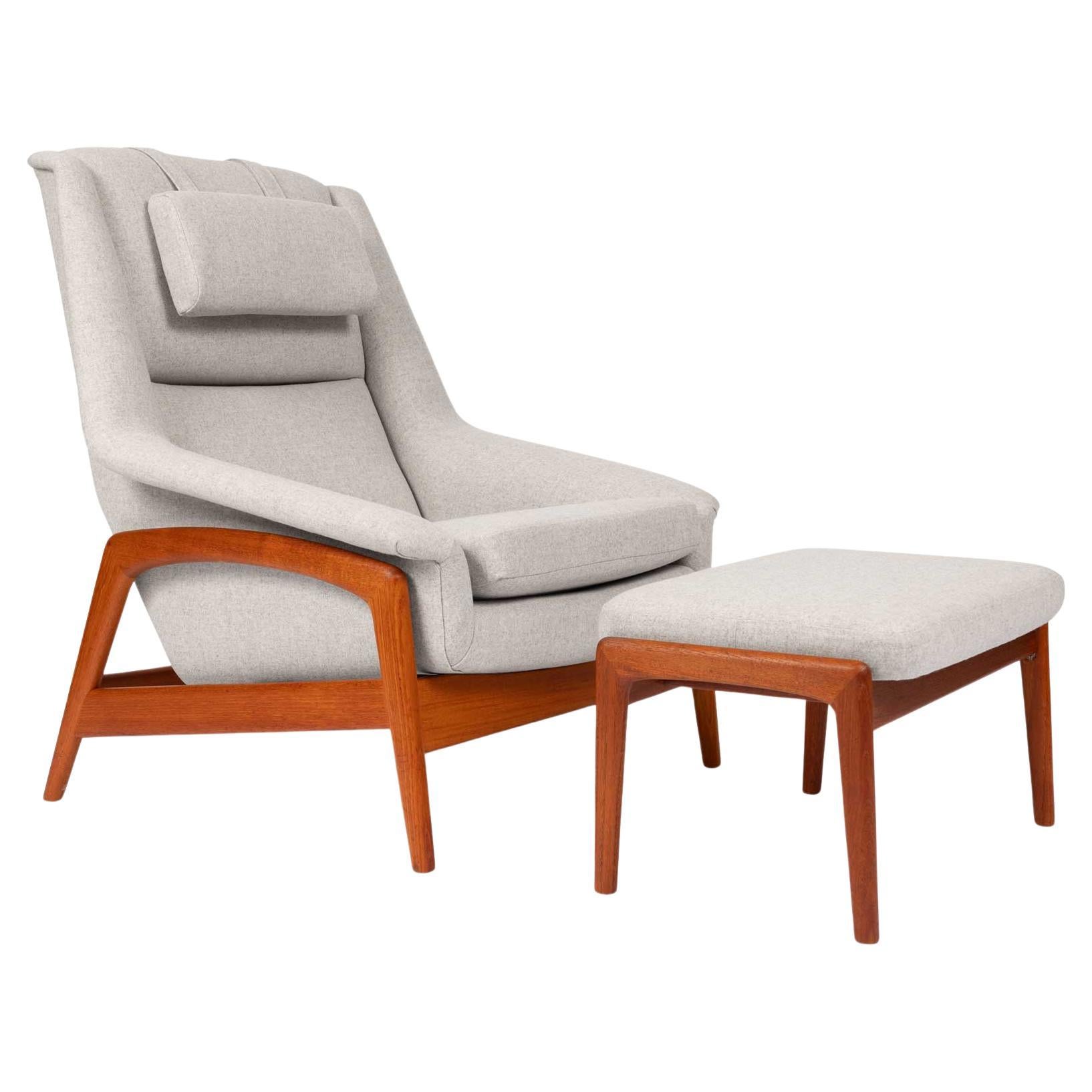 Dux Loungesessel von Folke Ohlsson aus grauer Melange-Wolle, Vintage