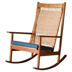 Vintage Dux Teak and Cane 532-A Rocking Chair by Hans Olsen for Juul Kristensen