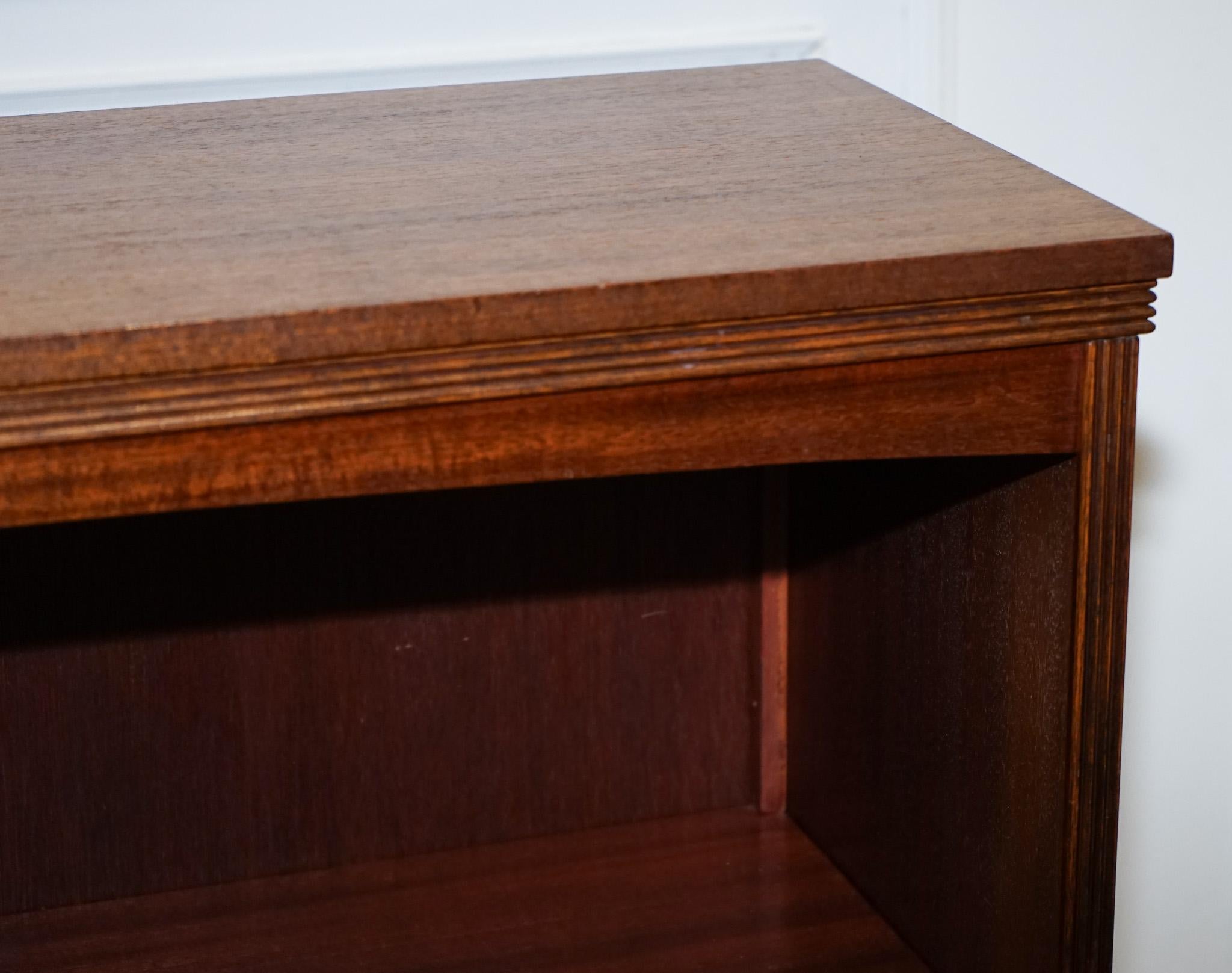 Hardwood VINTAGE DWARF OPEN BOOKCASE WiTH FIXED SHELVES For Sale
