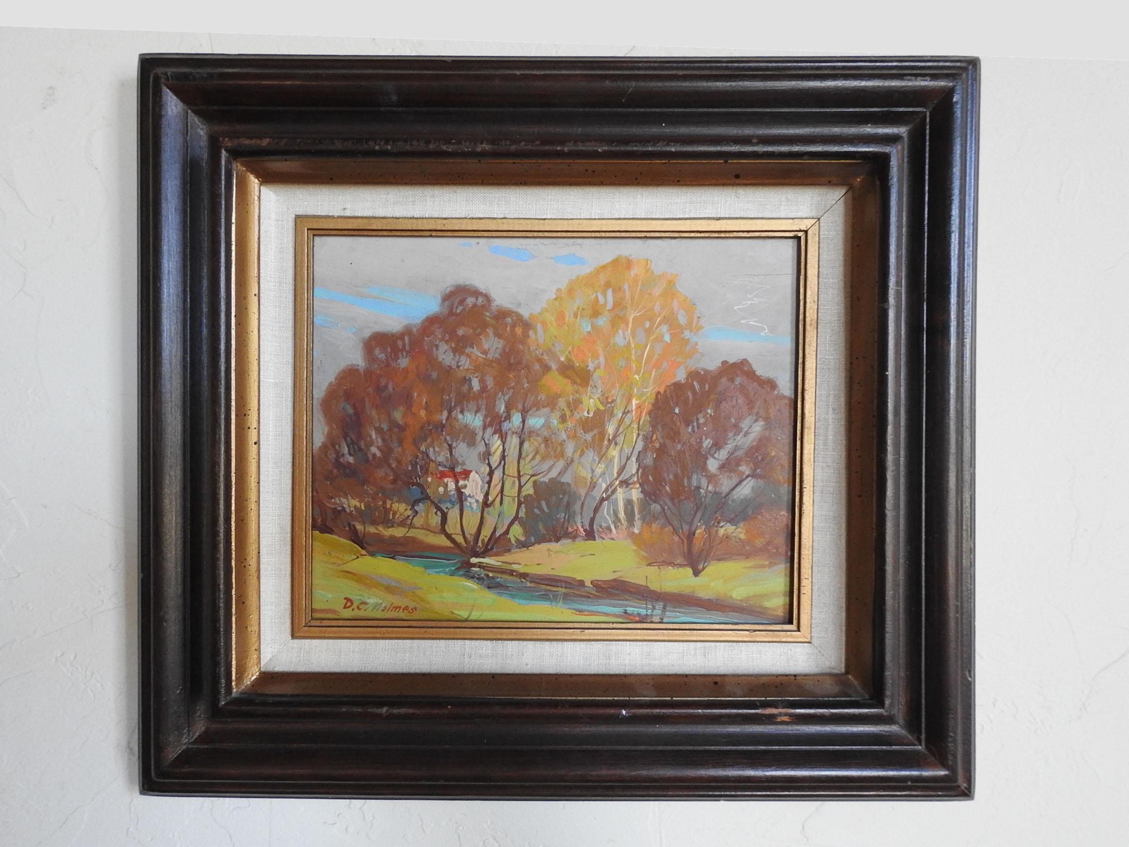 American Vintage Dwight Holmes Impressionist Fall Landscape Painting For Sale