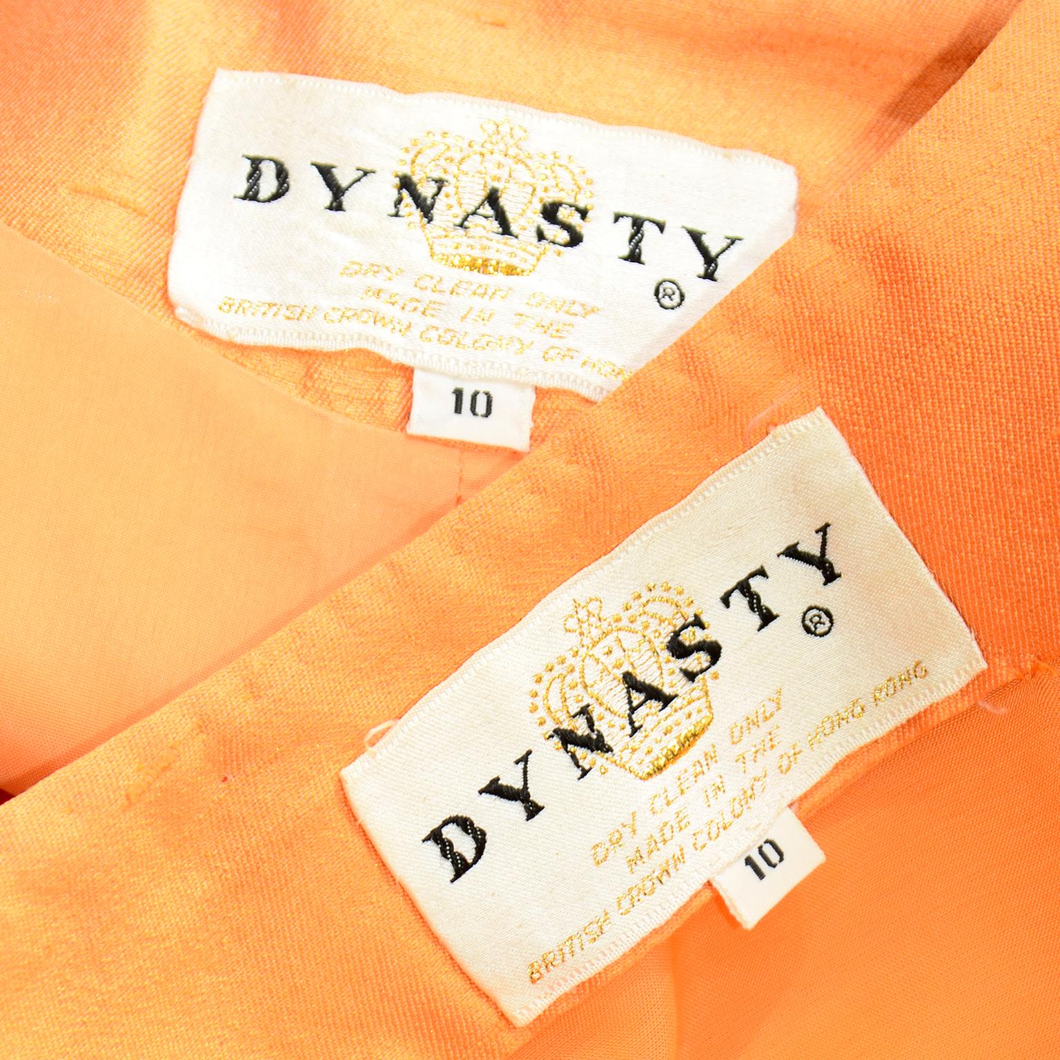 Vintage Dynasty 1960s Tangerine Orange 2pc Sheath Dress & Coat Suit 6