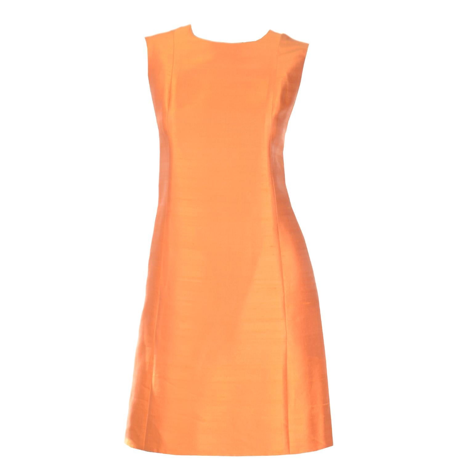 Vintage Dynasty 1960s Tangerine Orange 2pc Sheath Dress & Coat Suit 7