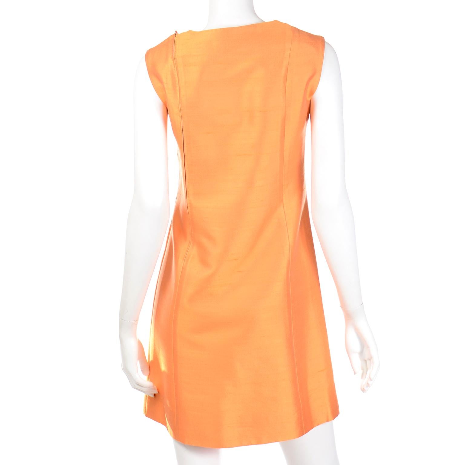 Women's Vintage Dynasty 1960s Tangerine Orange 2pc Sheath Dress & Coat Suit