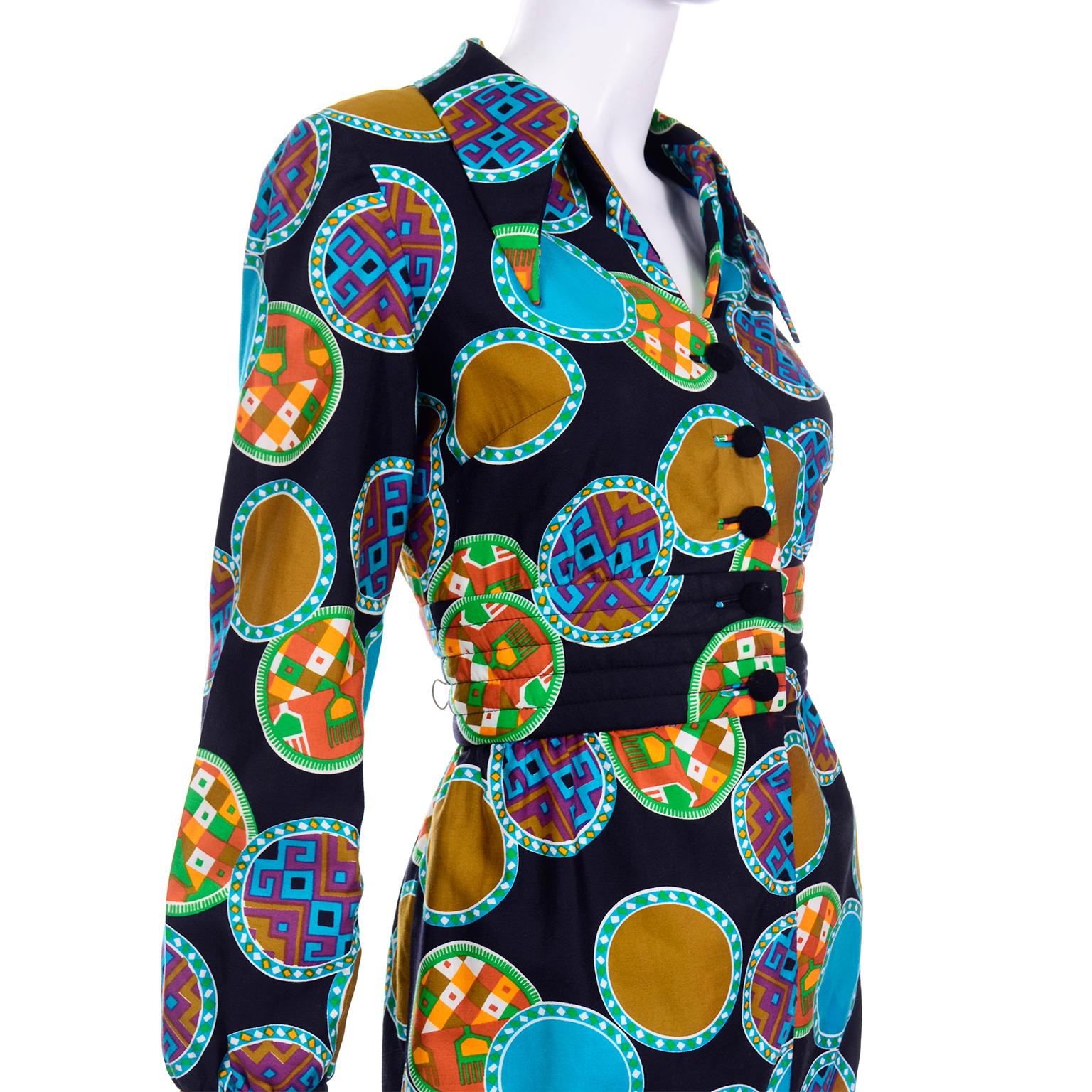 Vintage Dynasty Cotton Maxi Dress in Colorful Medallion Print With Pockets 2