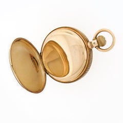 Vintage E. Leonville Locle 14k Yellow Gold 50mm Large Swiss Hunter Pocket Watch