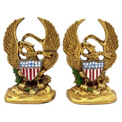 Vintage "E Pluribus Unum" Brass Eagle Bookends by Hubley
