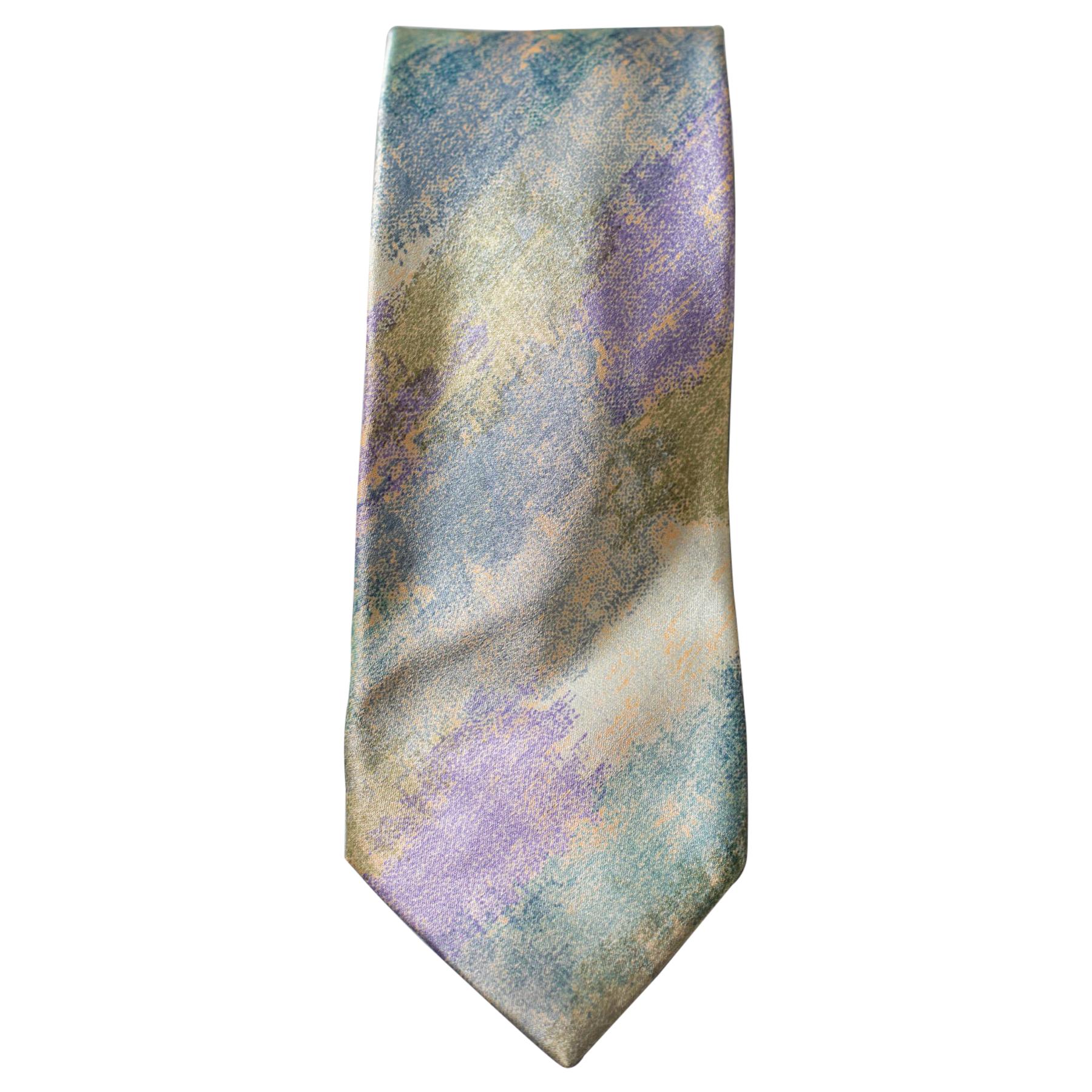 Kenzo Cravate Vintage Purple Floral Necktie Retro Silk Tie 