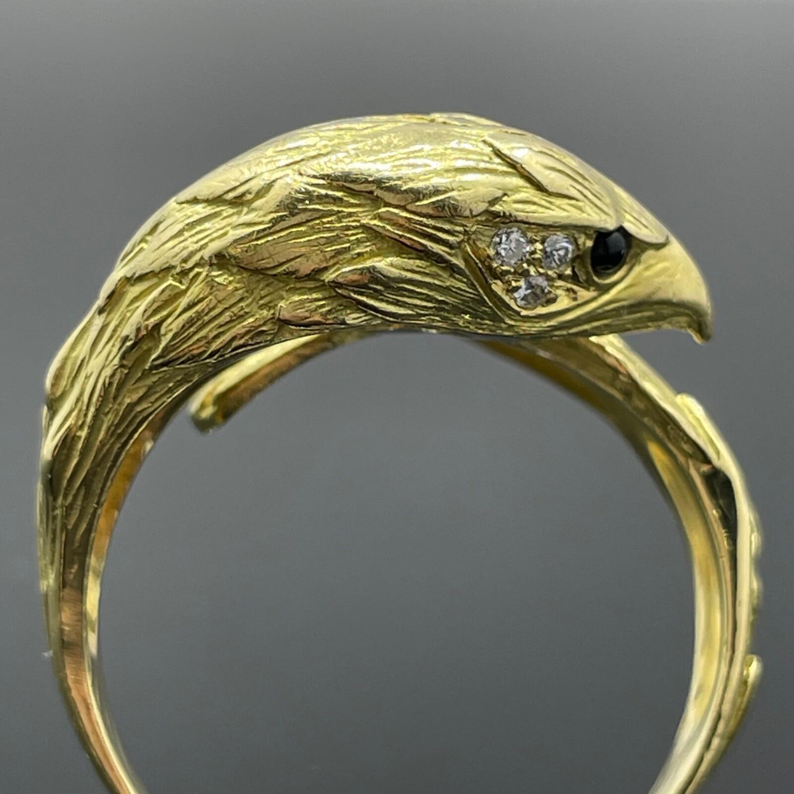 Anello Aquila Vintage 18k Giallo e Diamante - Francese In condizioni ottime in vendita a Orlando, FL