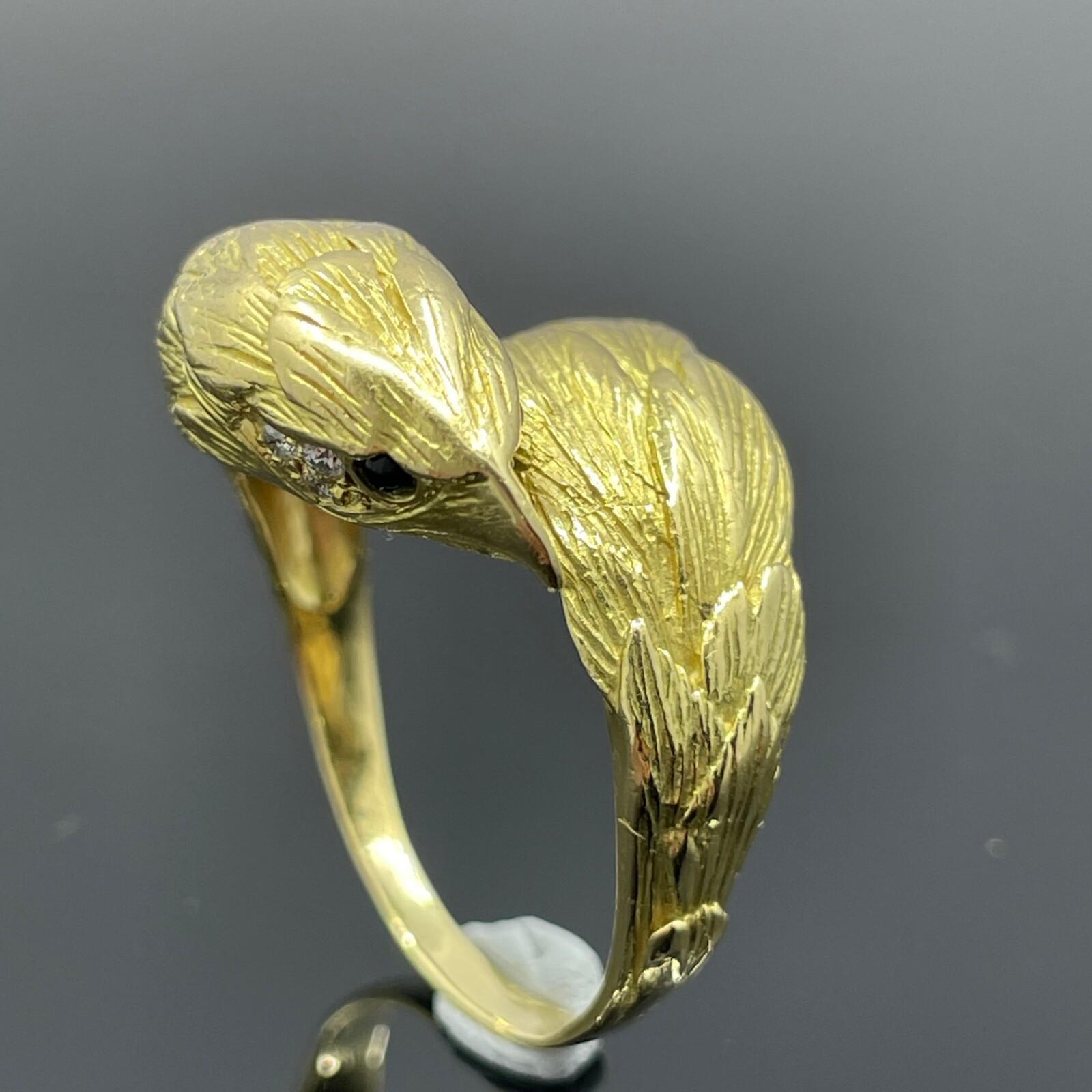 Anello Aquila Vintage 18k Giallo e Diamante - Francese in vendita 3