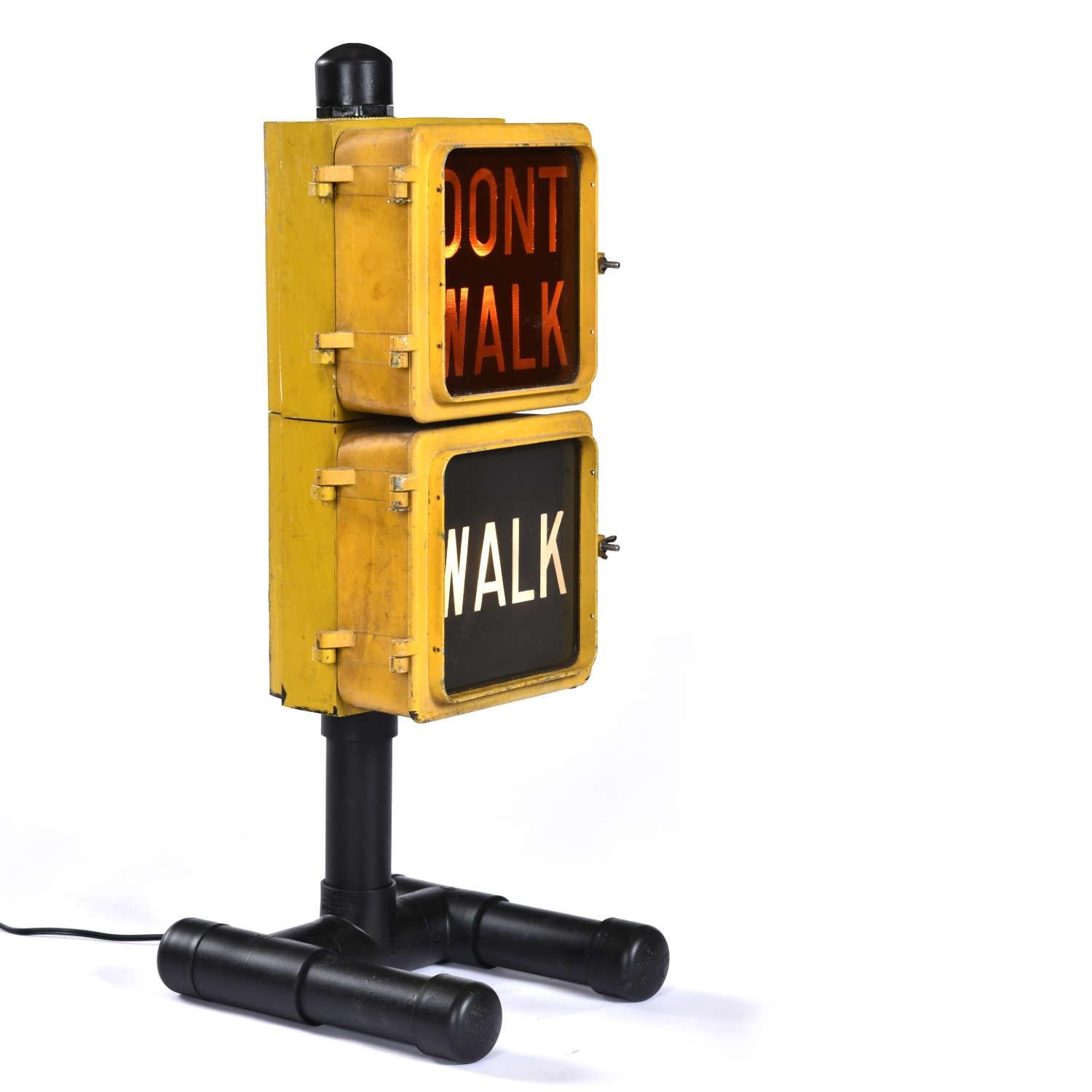 Industrial Vintage Eagle Walk Don’t Walk Signal Traffic Light Table Lamp For Sale