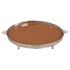 Vintage Eales 1779 Silver Plated Georgian Oval Formica Footed Bar Platter Tray