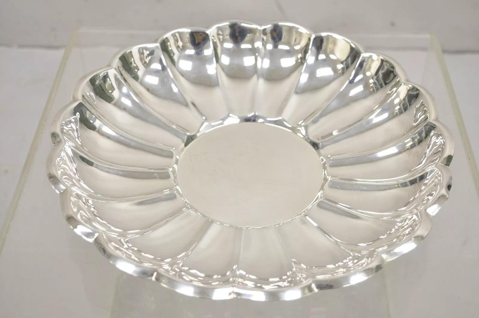 Vieille assiette à fruits ronde plaquée argent Eales Moderne à bord festonné en vente 3