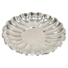 Vintage Eales Modern Scalloped Rim Silver Plated Round Fruit Bowl Platter
