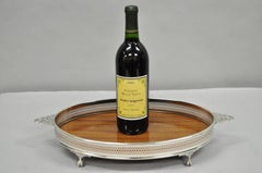 Vintage Eales of Sheffield Mid Century Modern Silver Plate Oval Formica Bar Tray