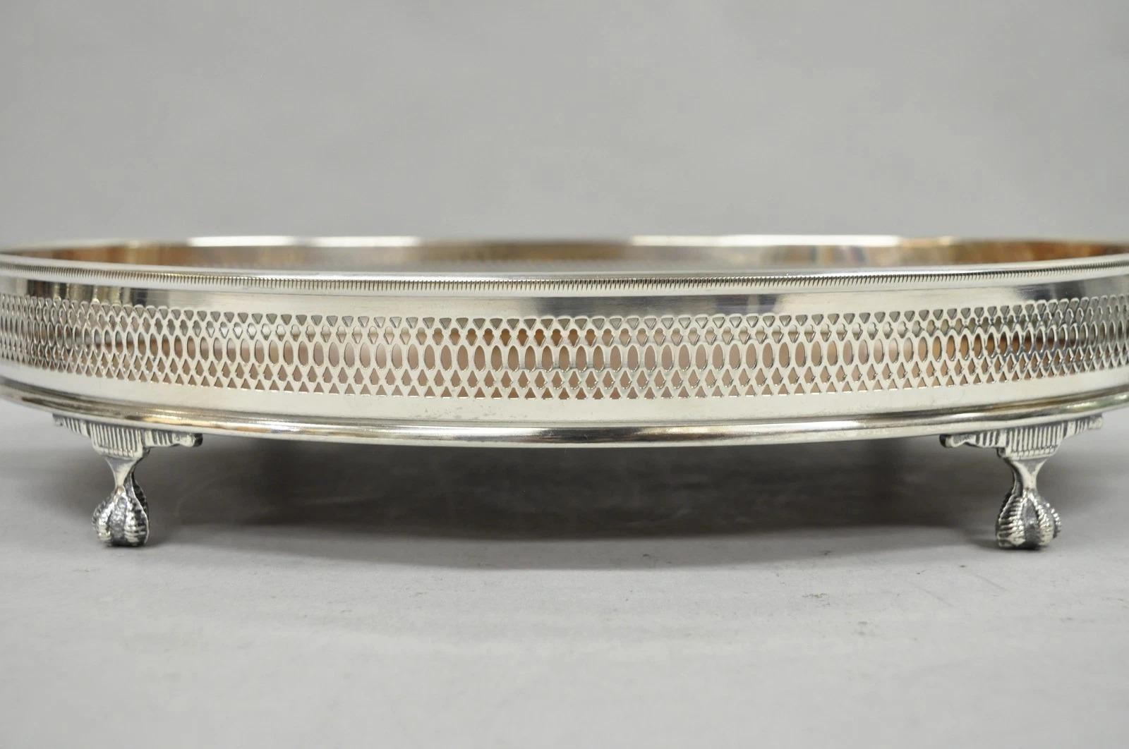 Inconnu Vintage Eales of Sheffield Mid Century Modern Silver Plate Oval Formica Bar Tray en vente