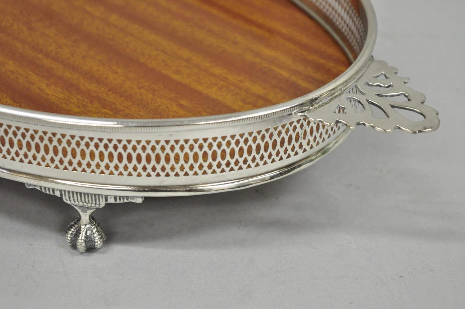 Plaqué argent Vintage Eales of Sheffield Mid Century Modern Silver Plate Oval Formica Bar Tray en vente
