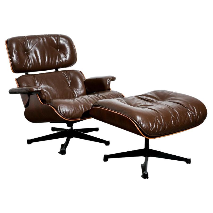 Vintage Eames 670/671 Lounge Chair by Vitra in Rosewood and Brown Leather