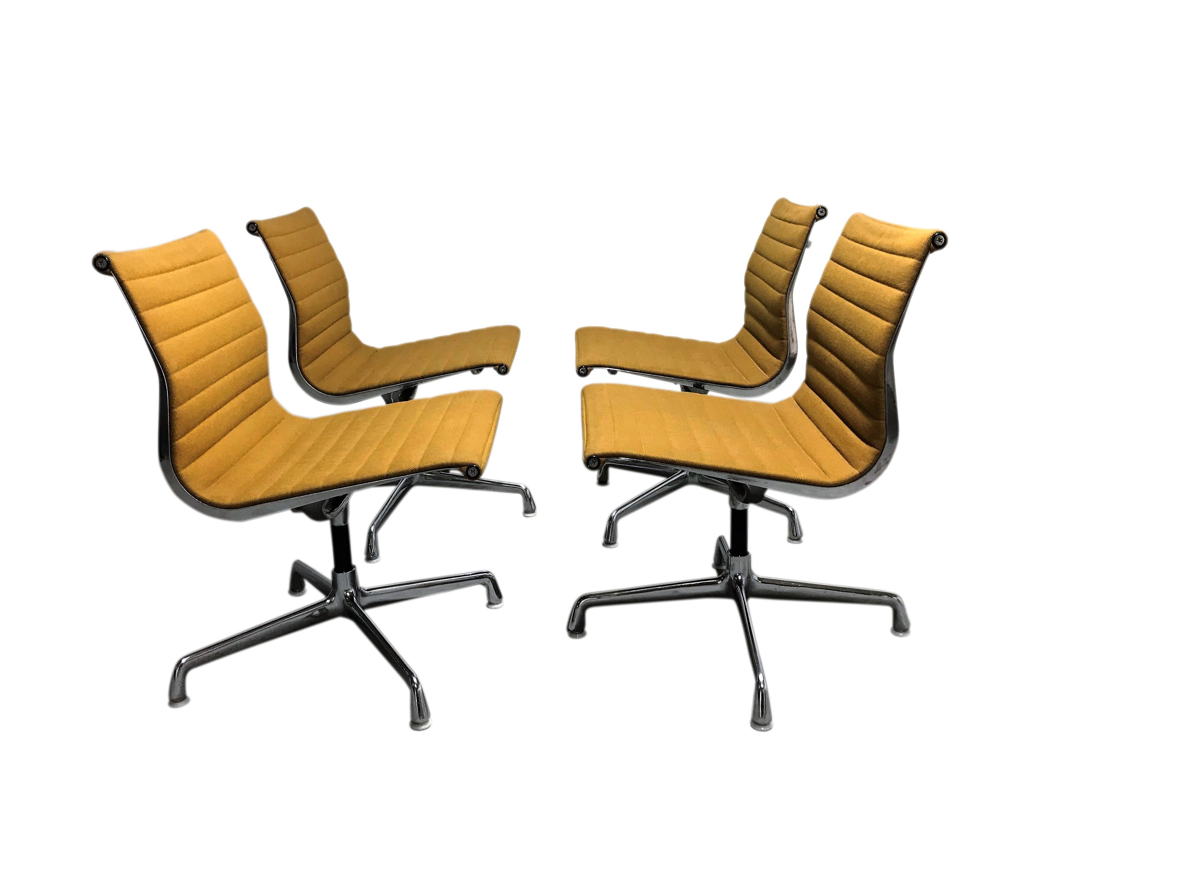 Mid-Century Modern Vintage Eames Desk Chair EA108 for Herman Miller, Yellow, 1970s