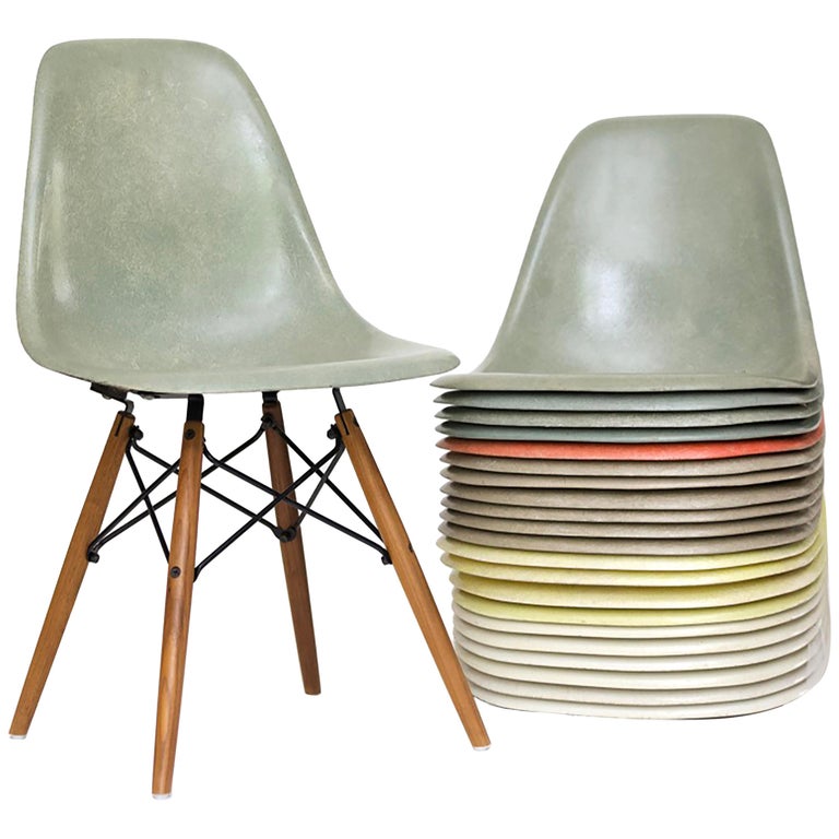Vintage Eames DSW Herman Miller, Fiberglass Dining Chairs Various Colors For Sale