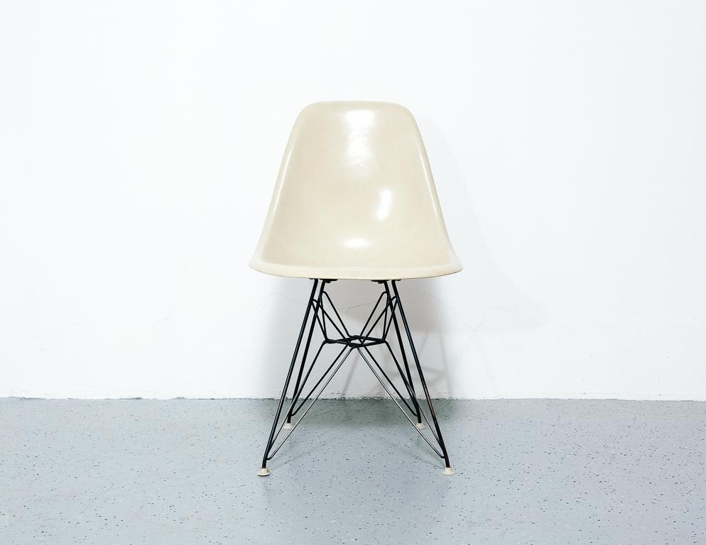 Eames for Herman Miller side chair. Parchment fiberglass shell on original black 'eiffel' base.