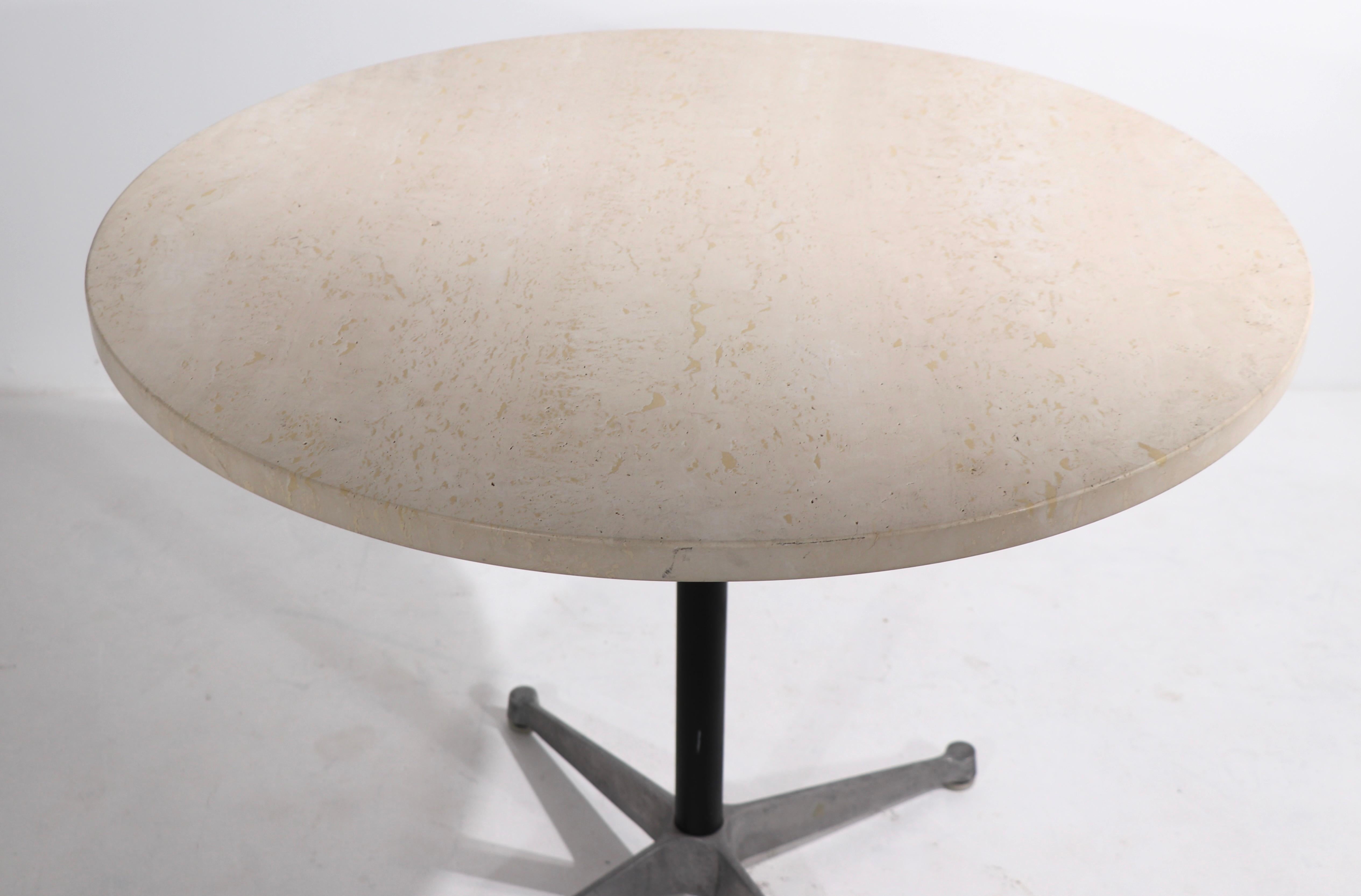 American Vintage Eames for Herman Miller Cafe Dining Table Contract Base with Marble Top