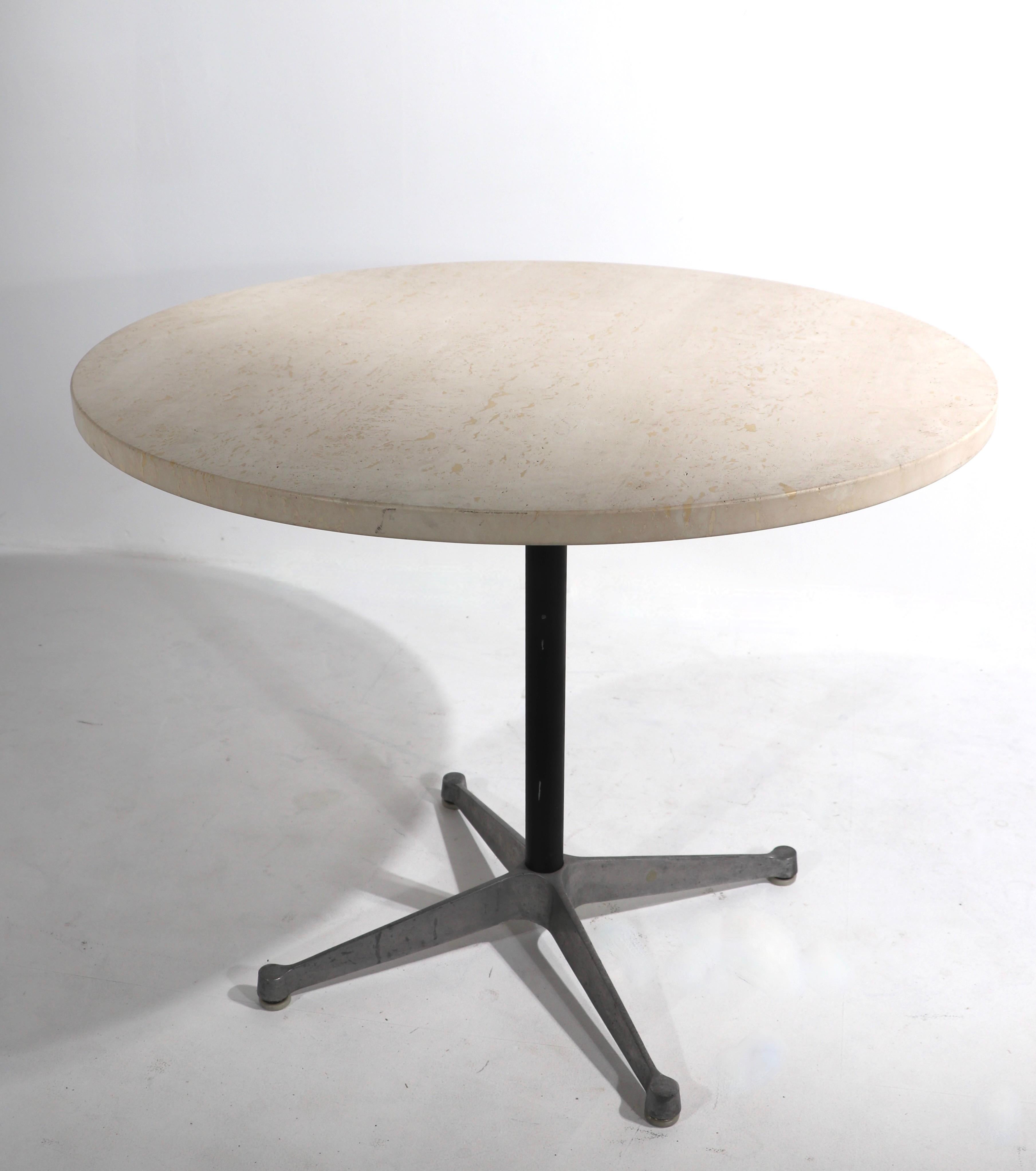 20th Century Vintage Eames for Herman Miller Cafe Dining Table Contract Base with Marble Top