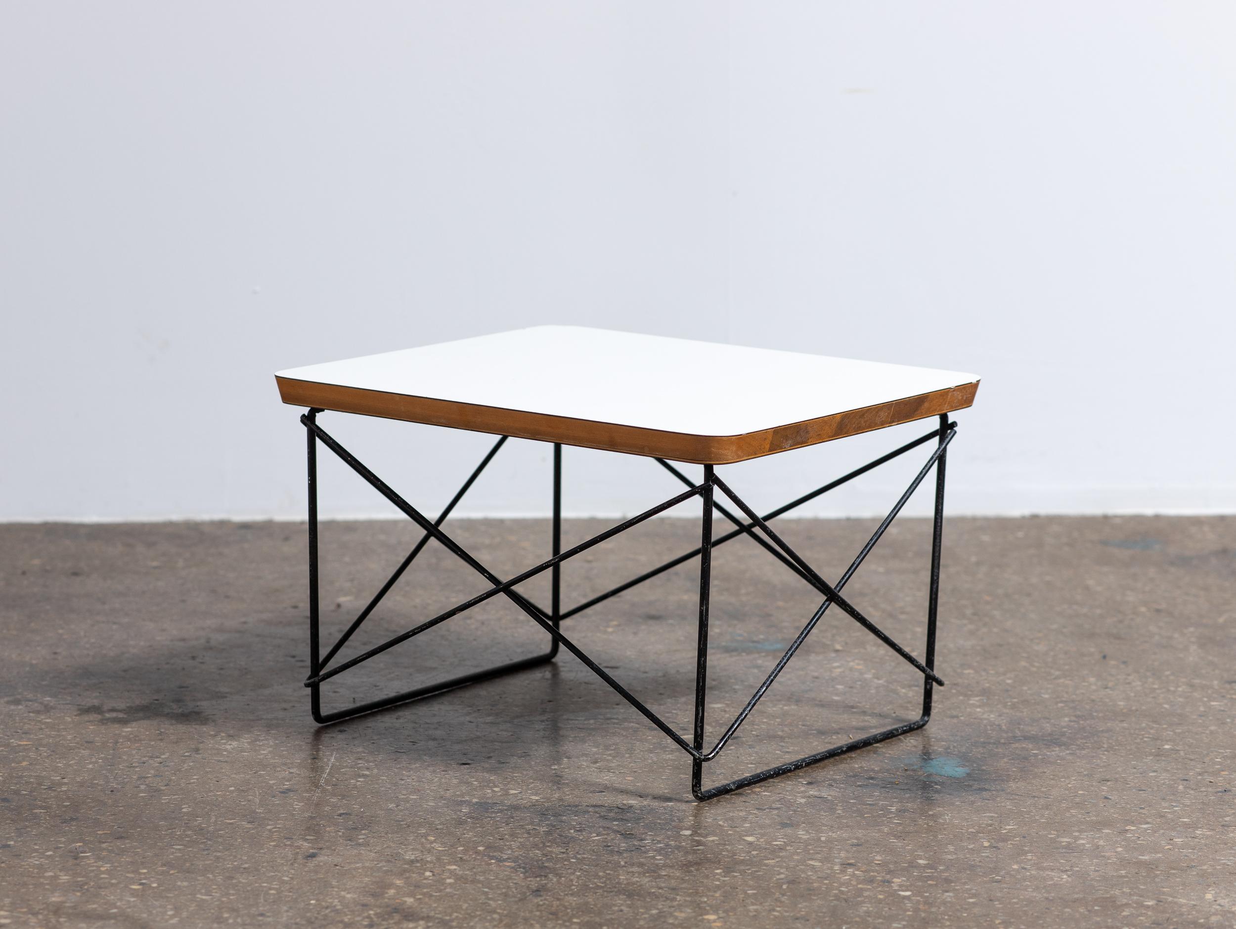 Mid-Century Modern Vintage Eames for Herman Miller LTR Low Side Table with White Top