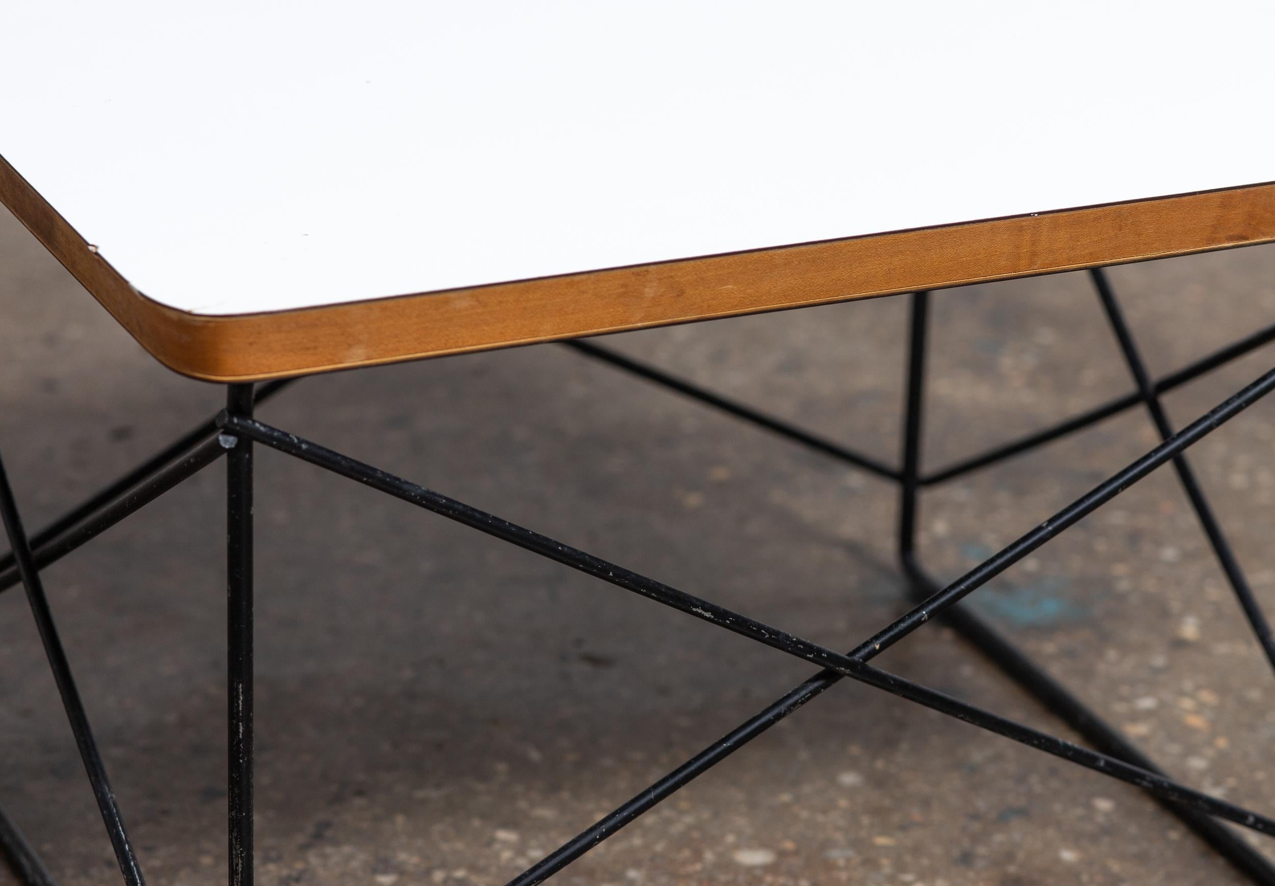 20th Century Vintage Eames for Herman Miller LTR Low Side Table with White Top