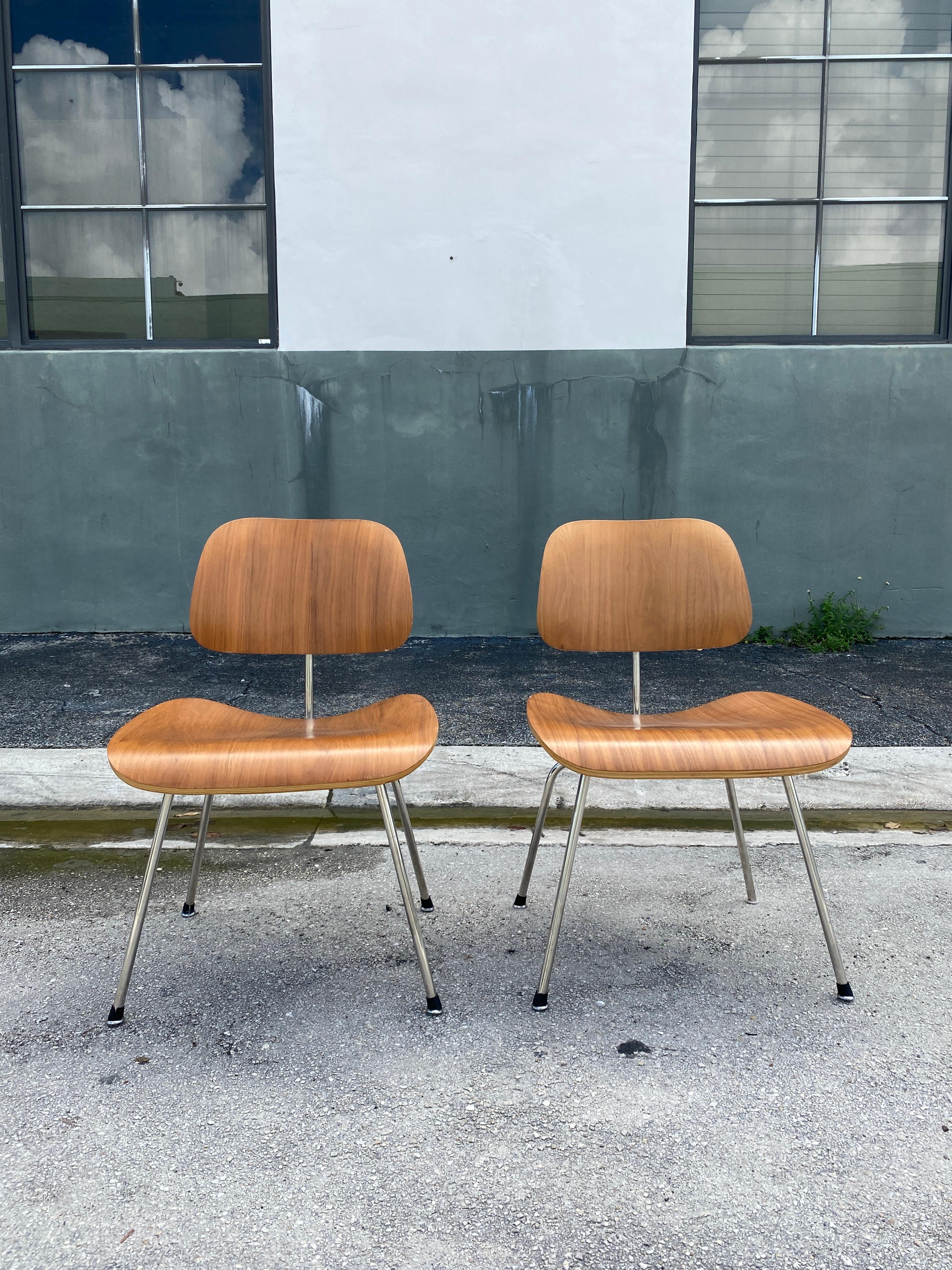 American Vintage Eames for Herman Miller Molded Plywood DCM Chairs, Set of 4 For Sale