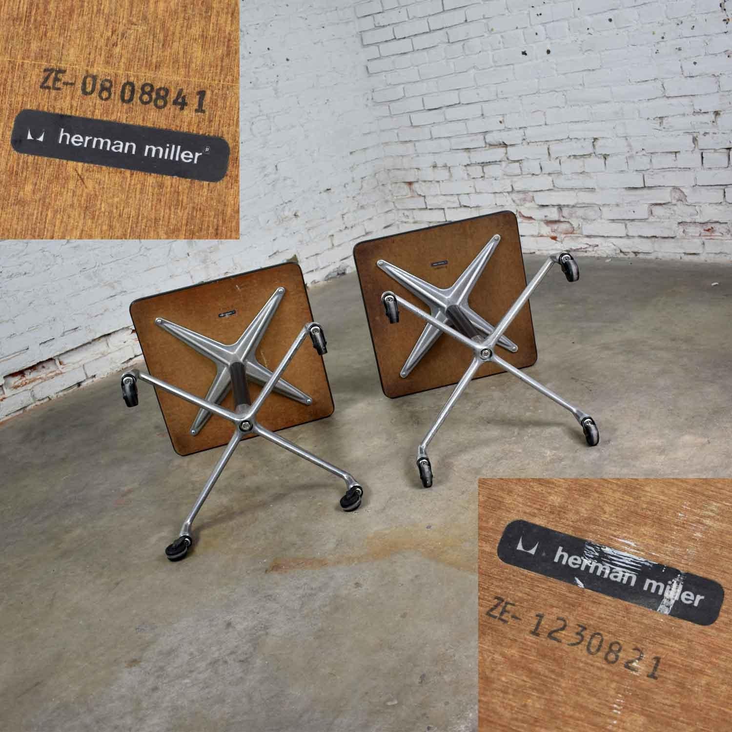 20th Century Vintage Eames for Herman Miller Square Rolling Side Table Universal Base