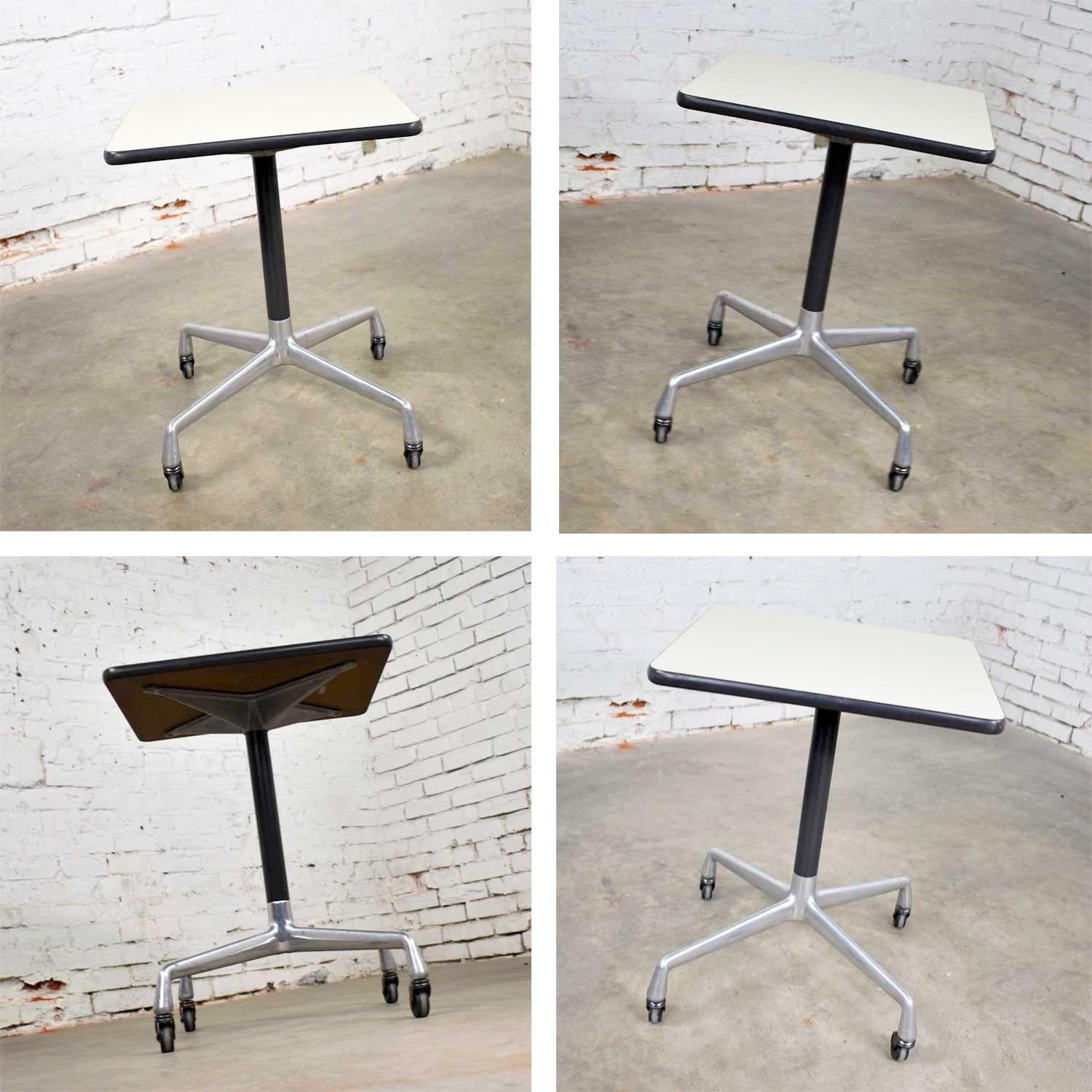 Vintage Eames for Herman Miller Square Rolling Side Table Universal Base 1