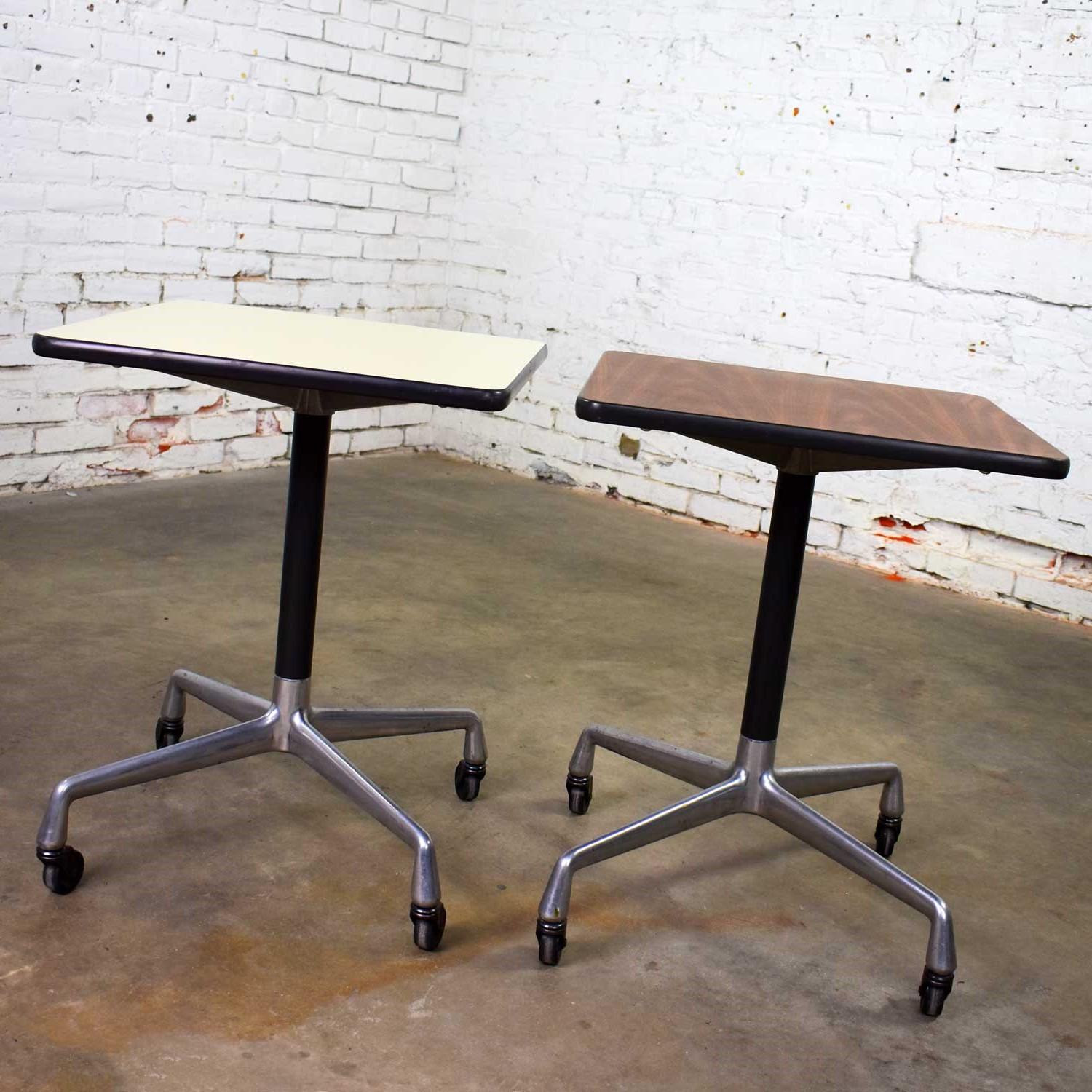 American Vintage Eames for Herman Miller Square Rolling Side Table Universal Base