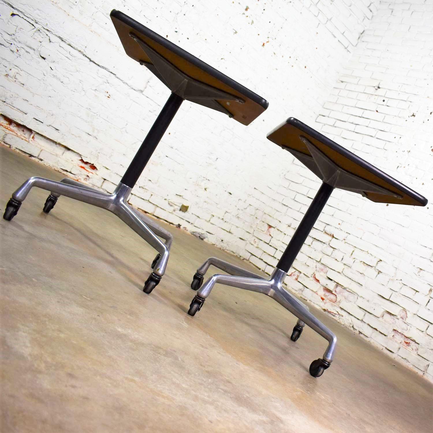 Cast Vintage Eames for Herman Miller Square Rolling Side Table Universal Base