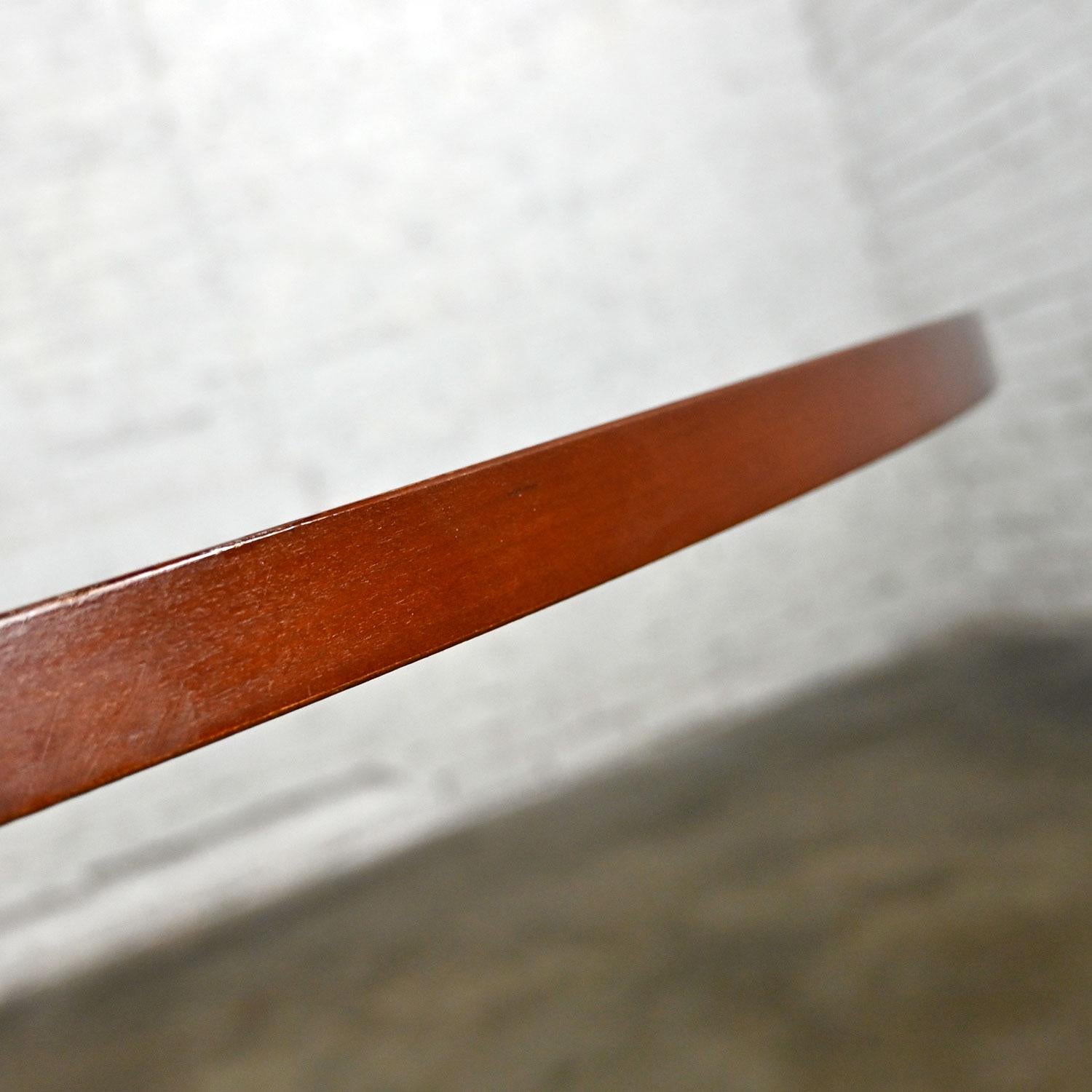 Contemporary Eames Herman Miller Dark Cherry Round Top Table Universal Pedestal Base