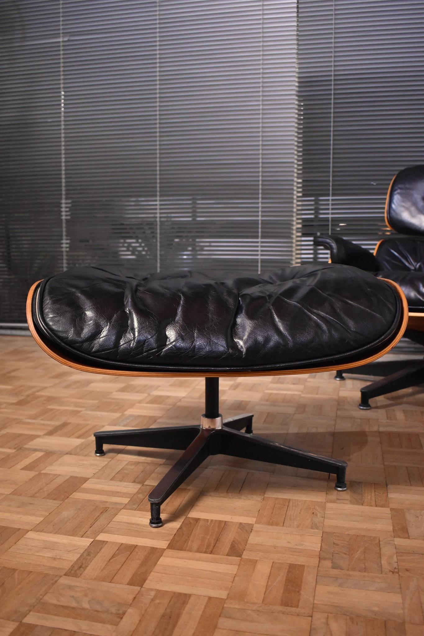 Vintage Eames Lounge Chair & Ottoman Second Generation Feather Cushions Rosewood 1