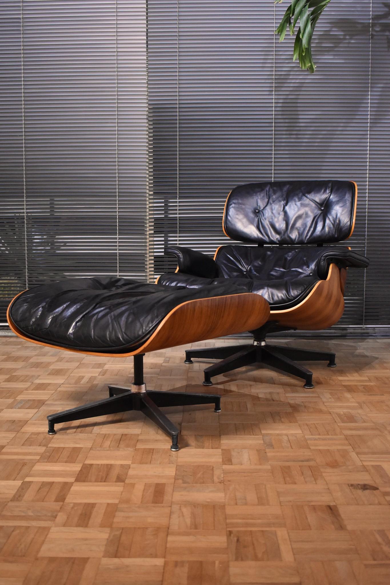 Vintage Eames Lounge Chair & Ottoman Second Generation Feather Cushions Rosewood 4