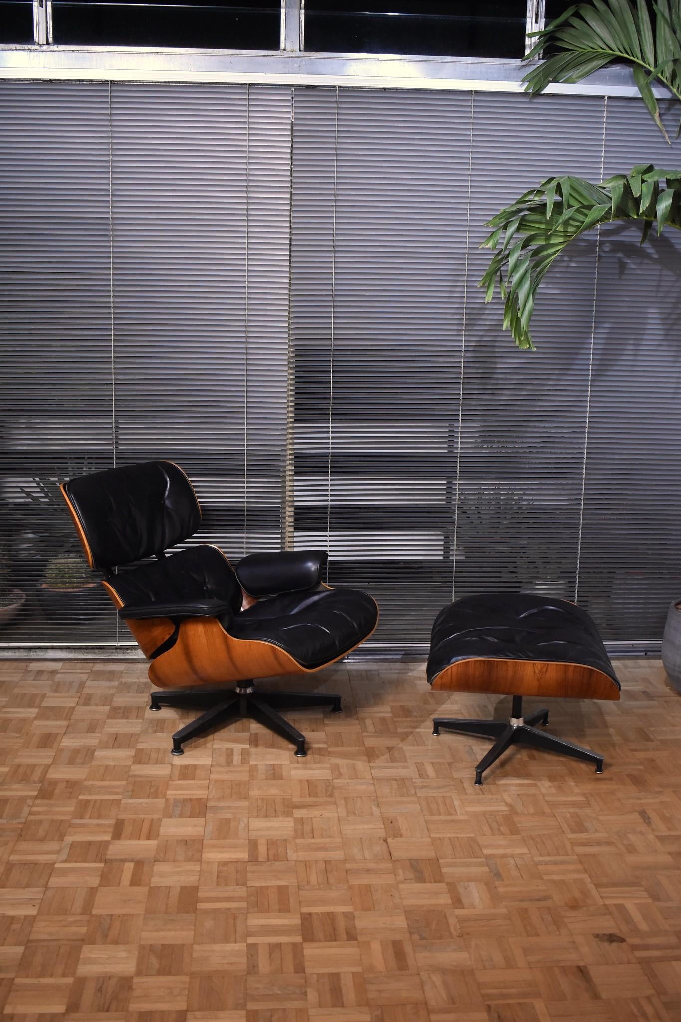 Vintage Eames Lounge Chair & Ottoman Second Generation Feather Cushions Rosewood 5