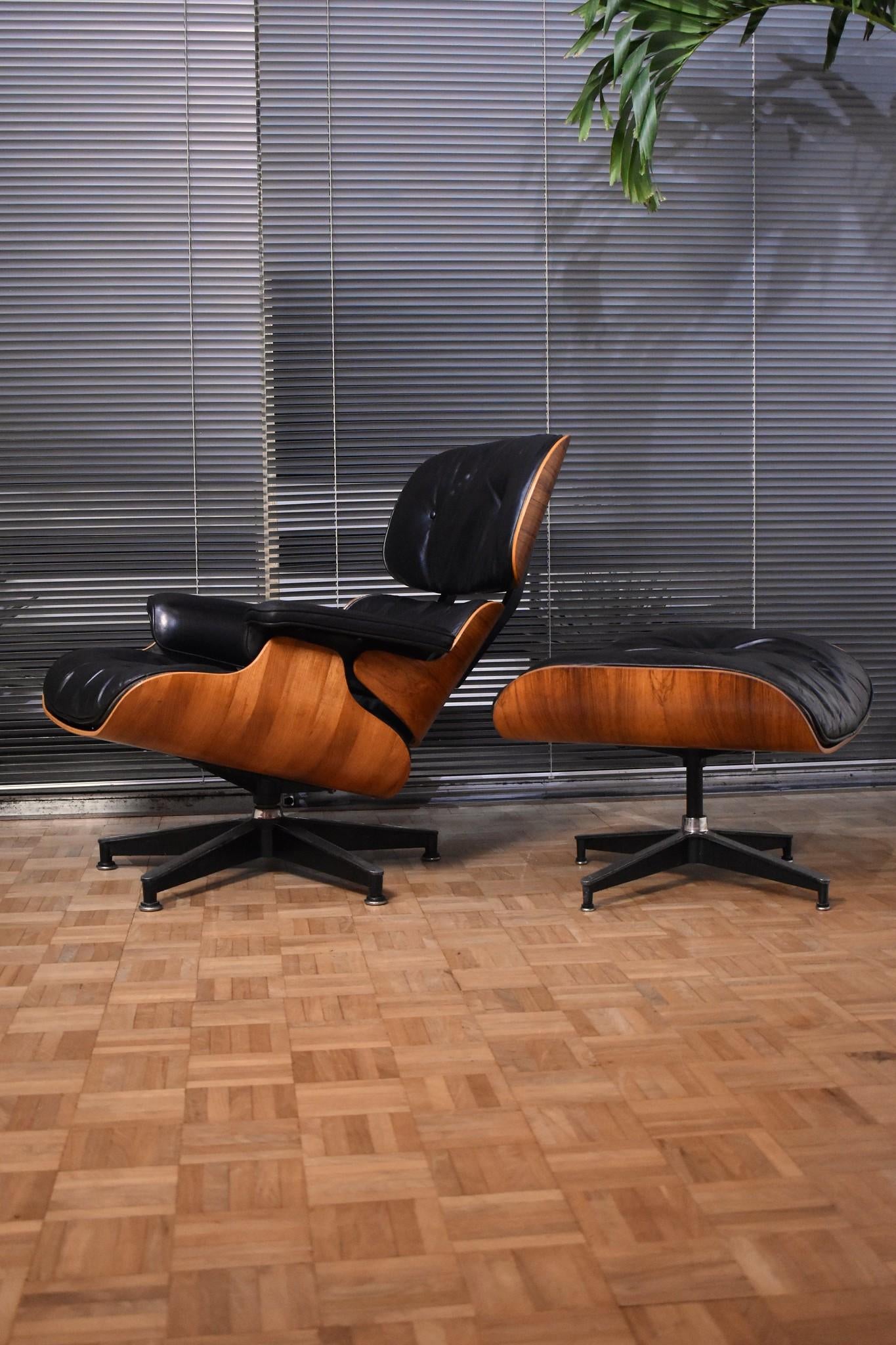 Vintage Eames Lounge Chair & Ottoman Second Generation Feather Cushions Rosewood 8