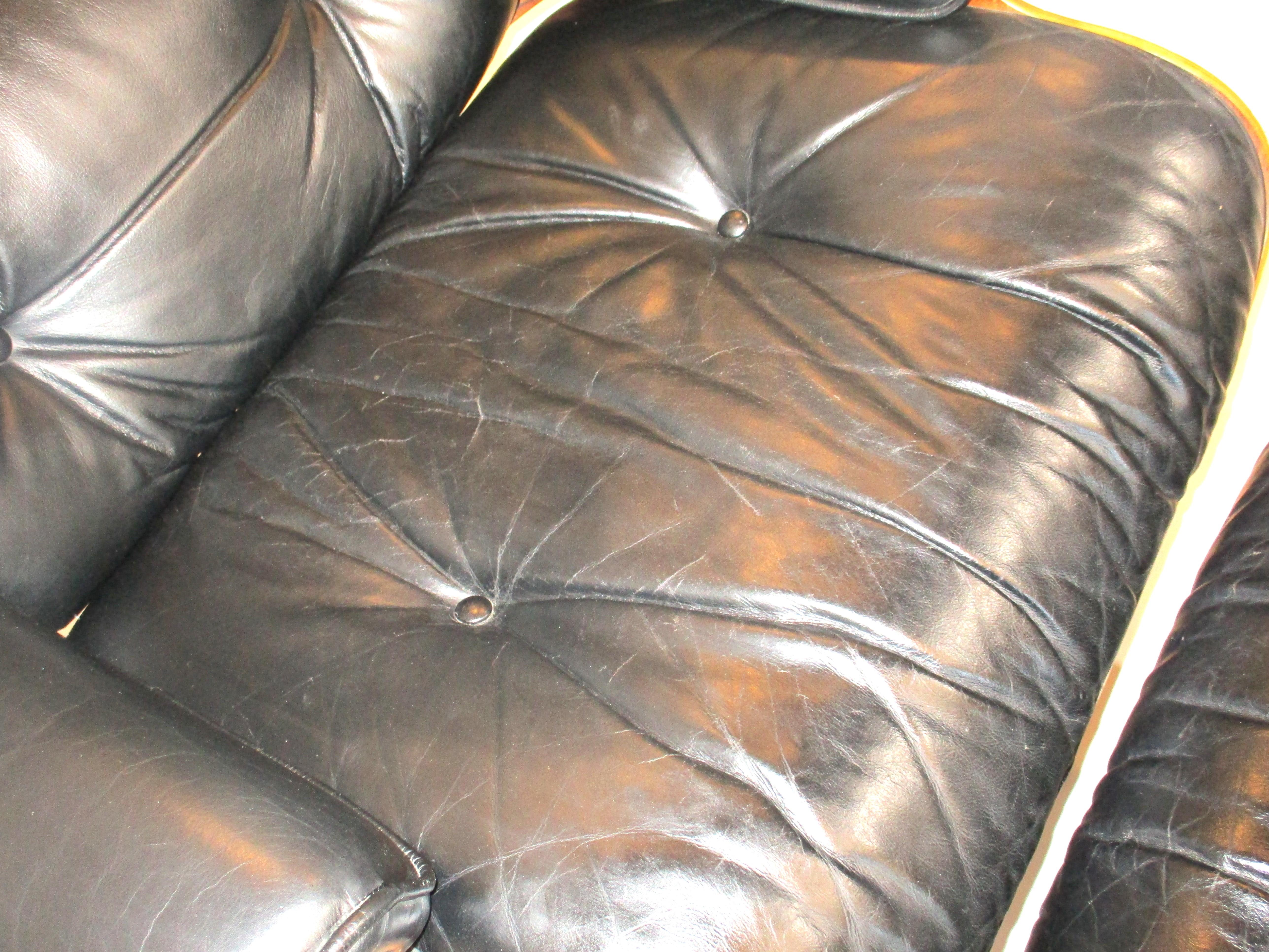 Eames fauteuil de salon en bois de rose/cuir 670 avec pouf pour Herman Miller ( A )  7