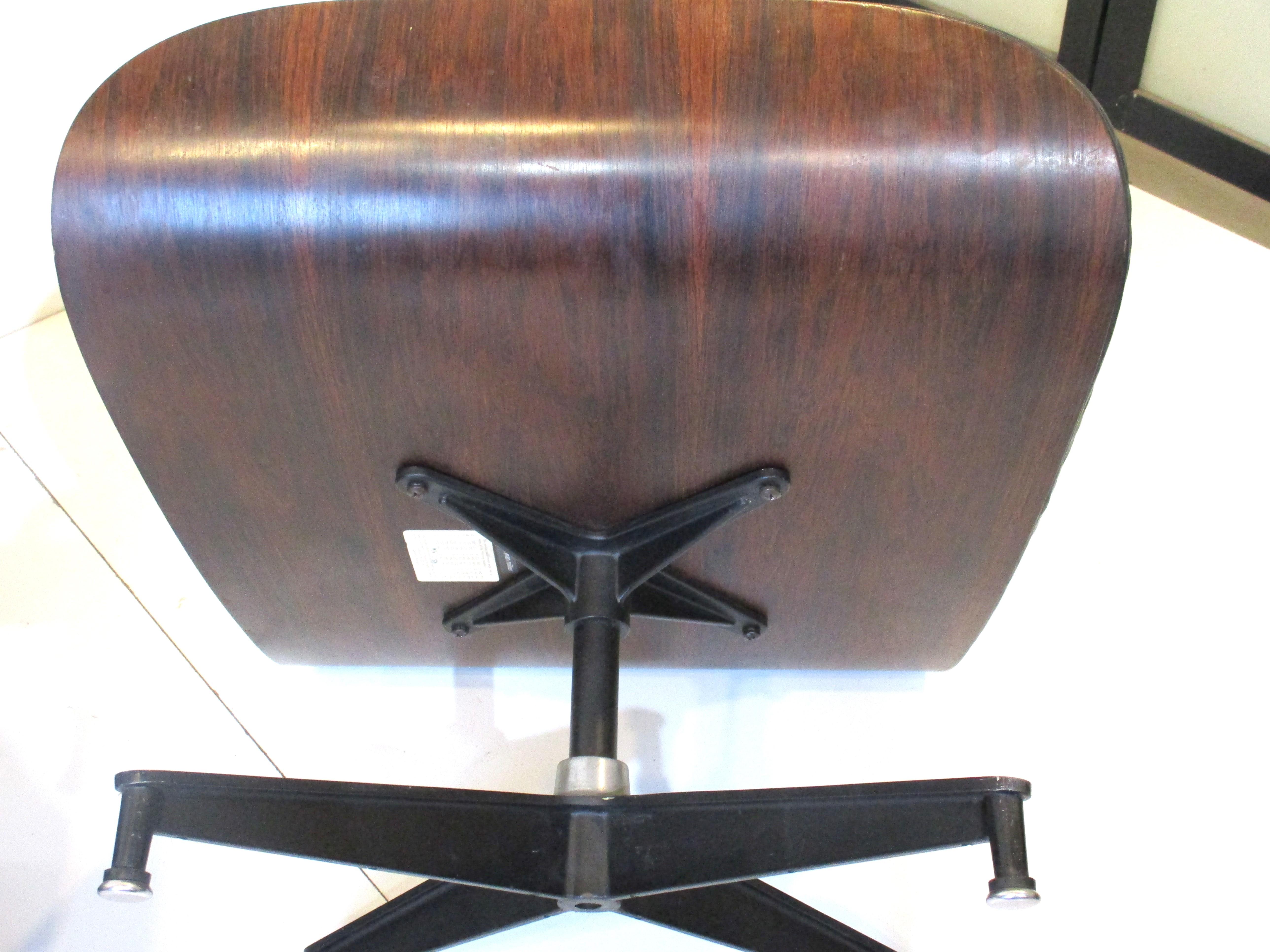 Eames fauteuil de salon en bois de rose/cuir 670 avec pouf pour Herman Miller ( A )  8