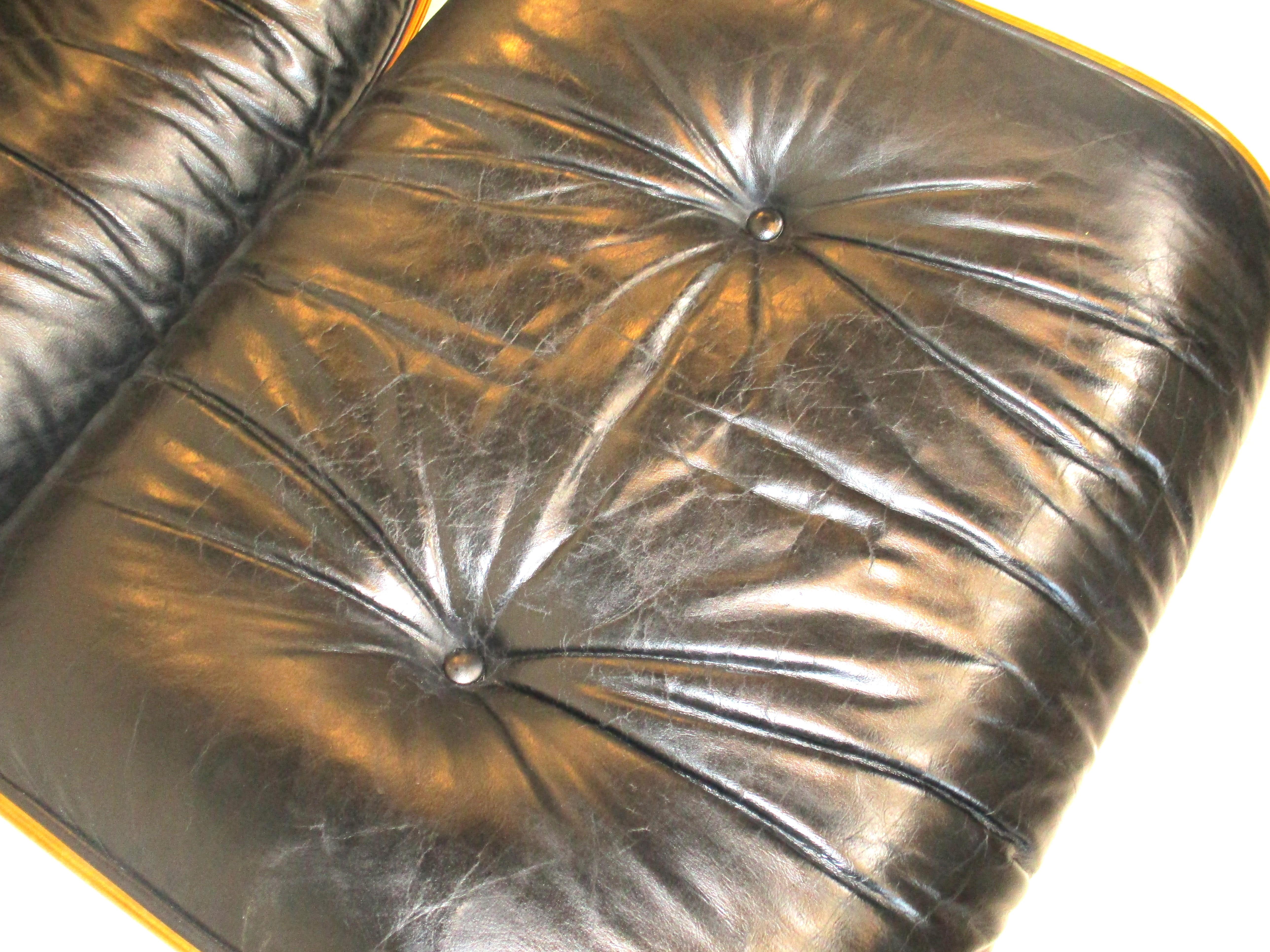 Eames fauteuil de salon en bois de rose/cuir 670 avec pouf pour Herman Miller ( A )  10
