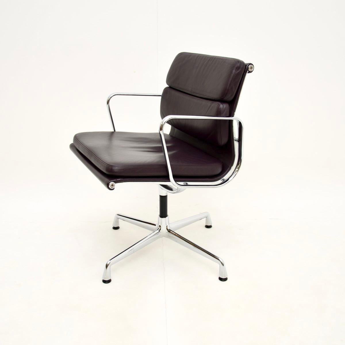 Mid-Century Modern Vintage Eames Soft Pad Leather Swivel Desk Chair by Vitra