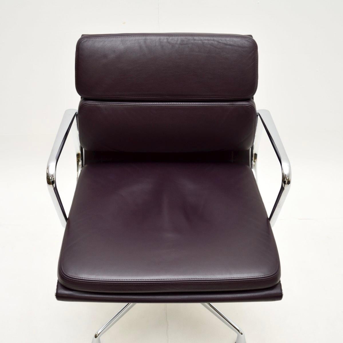 Vintage Eames Soft Pad Leather Swivel Desk Chair by Vitra 1